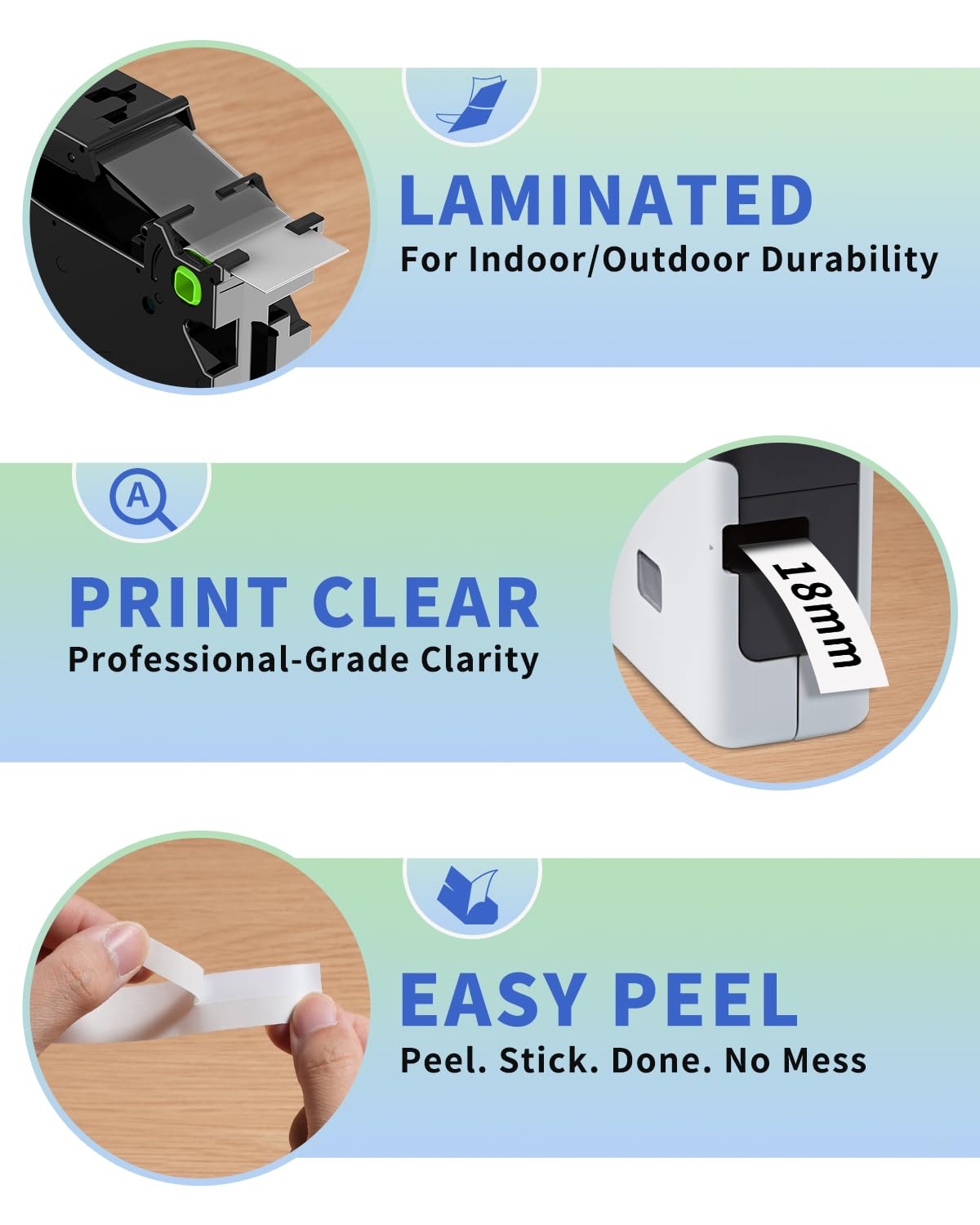 Oozmas 18mm Label Tape Replacement for TZe-241 Brother Label Maker Tape 18mm 0.7 Inch Tz Laminated White TZe241 P-Touch Black on White for PTD410 PT-D400 PT-D610BT PTD600 Refill, 3/4 Inch, 4 Pack
