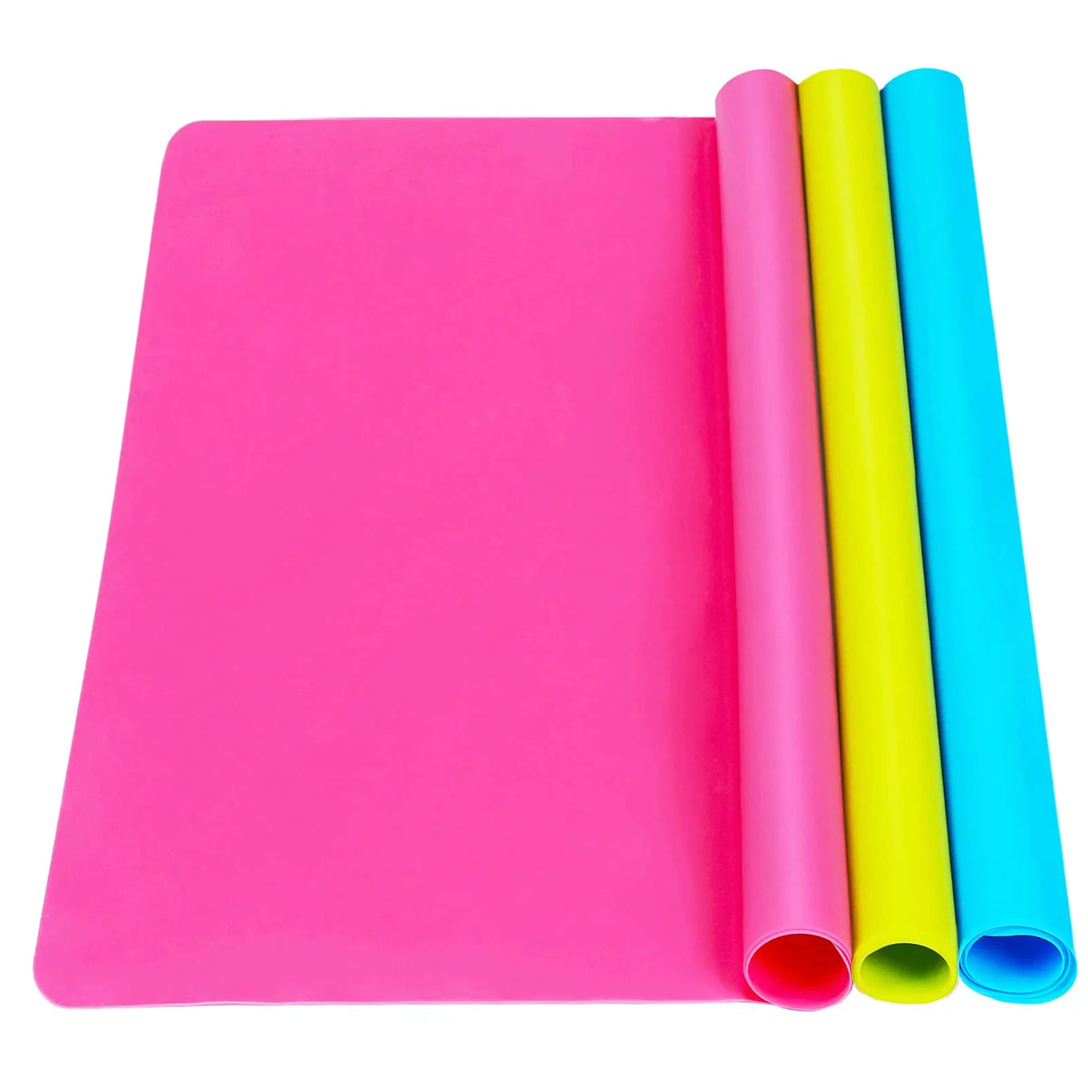 3er-Pack Silikonmatten, große Silikonfolien für Bastelarbeiten, Flüssigkeiten, Harzschmuckgussformen, Silikon-Tischset 40 x 30 cm (Blau & Rosenrot & Grün)