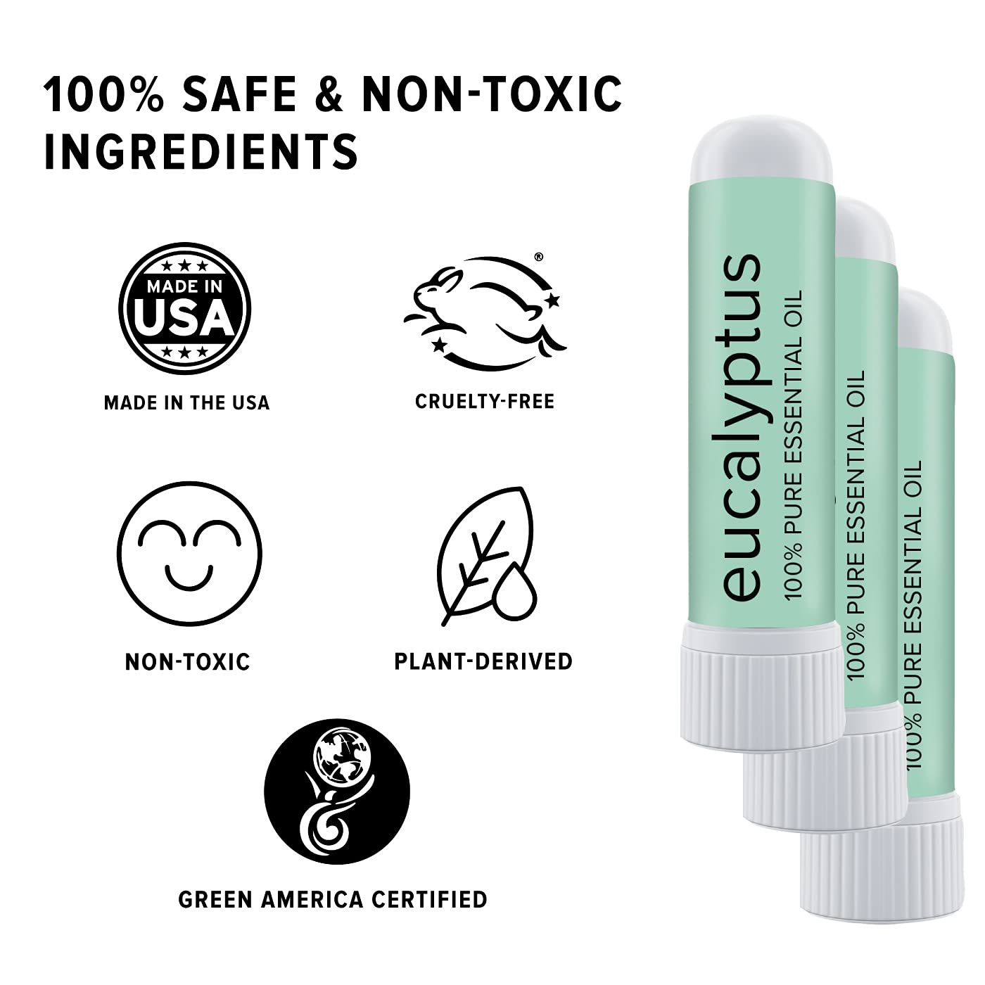 MOXĒ Eucalyptus Essential Oil Nasal Inhaler, Sinus & Congestion Relief, Daily Relaxation, Stress Relief, Therapeutic No-Mess Aromatherapy, Pure and Natural, Made in USA (3 Pack) packaging may vary