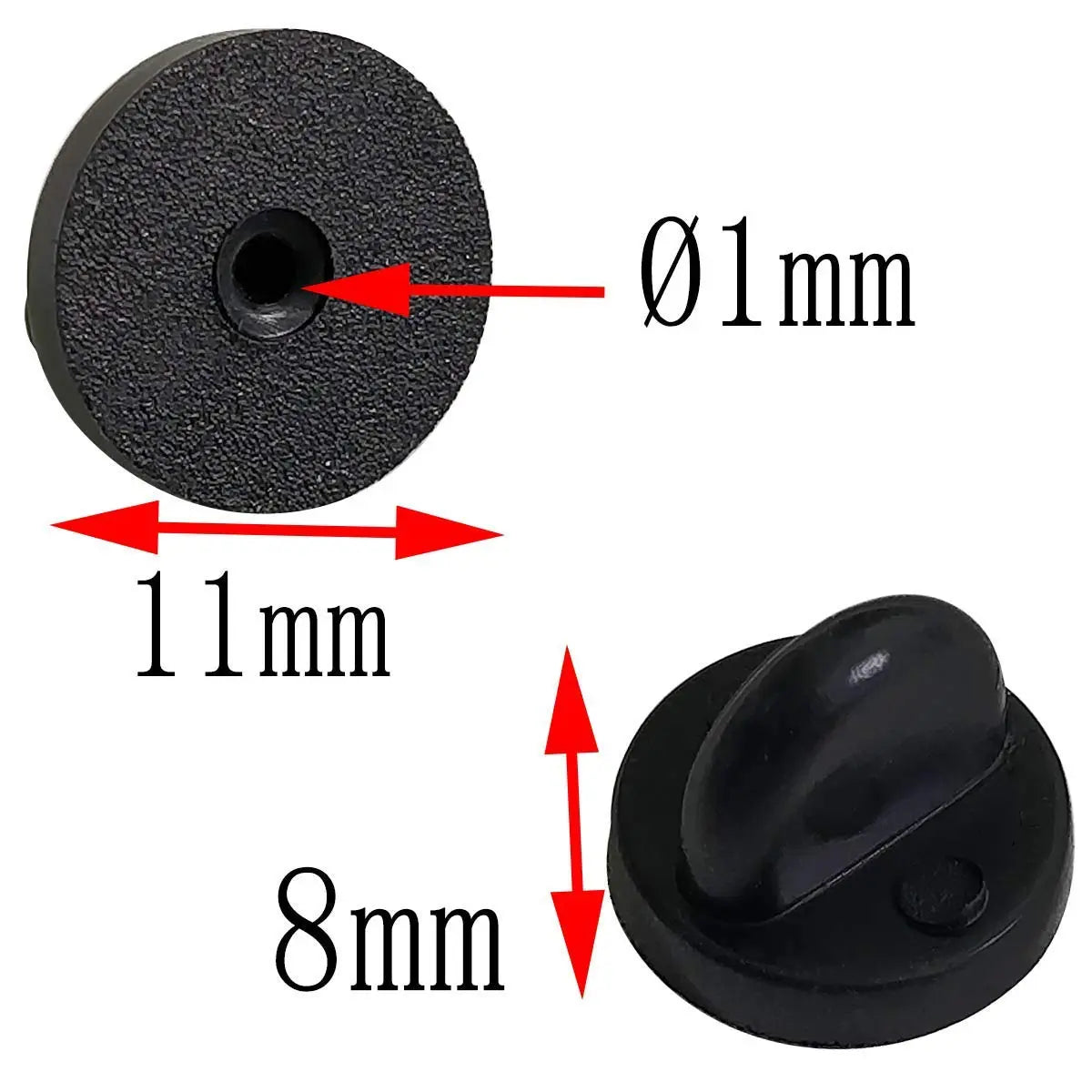 Lapel Pin Backings - Butterfly Clutch Pin Backs in PVC Rubber for Uniform Badge Replacement (Black, Pack of 50)