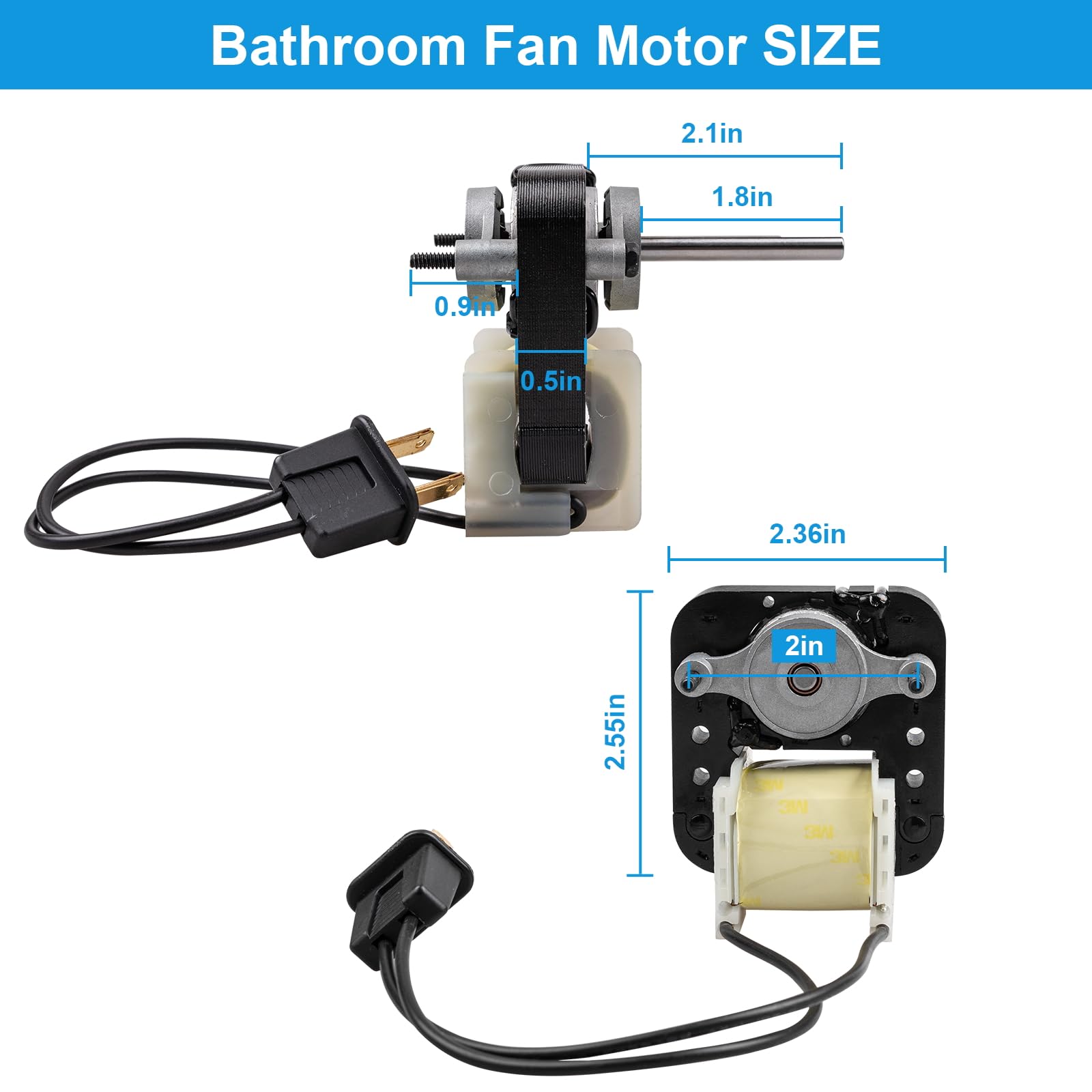 Siasky Universal Bathroom Vent Exhaust Fan Motor Replacement Motors Kit, Fit for Nu-Tone Br-oan Exhaust Vent Fan Motor 120V 50CFM, with Blower Wheel