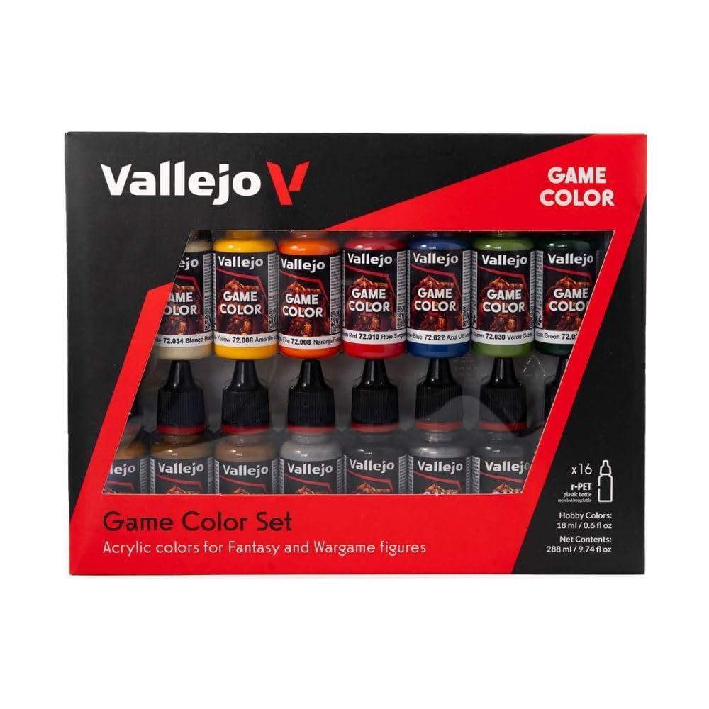 Vallejo - Game Color Introduction Set | Starter Set for Fantasy and Wargame Figures | 16 Bottles x 18 ml (0.60 fl.oz.)