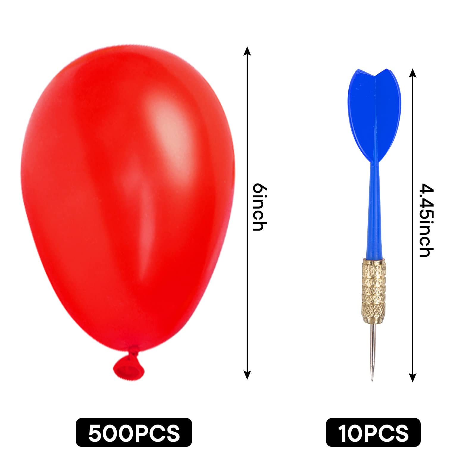 LovesTown Carnival Games Darts, 500Pcs Circus Decorations, Christmas Balloons, Water Balloons with 10Pcs Darts for Carnival Party Supplies