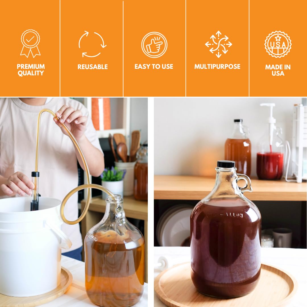 Fastrack 4-Pack 1 Gallon Glass Jug Set (128 oz) w/ Polyseal Caps | Multipurpose 1 Gallon Jug, & Detergent Dispenser for Laundry, Glass Jar for Liquids, Water & Juice