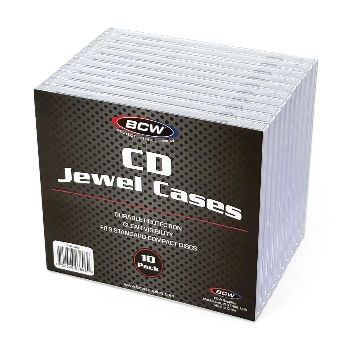 BCW CD Jewel Cases - 10 Pack | Clear CD Cases for Standard Discs | Durable Plastic Storage and Replacement Jewel Case