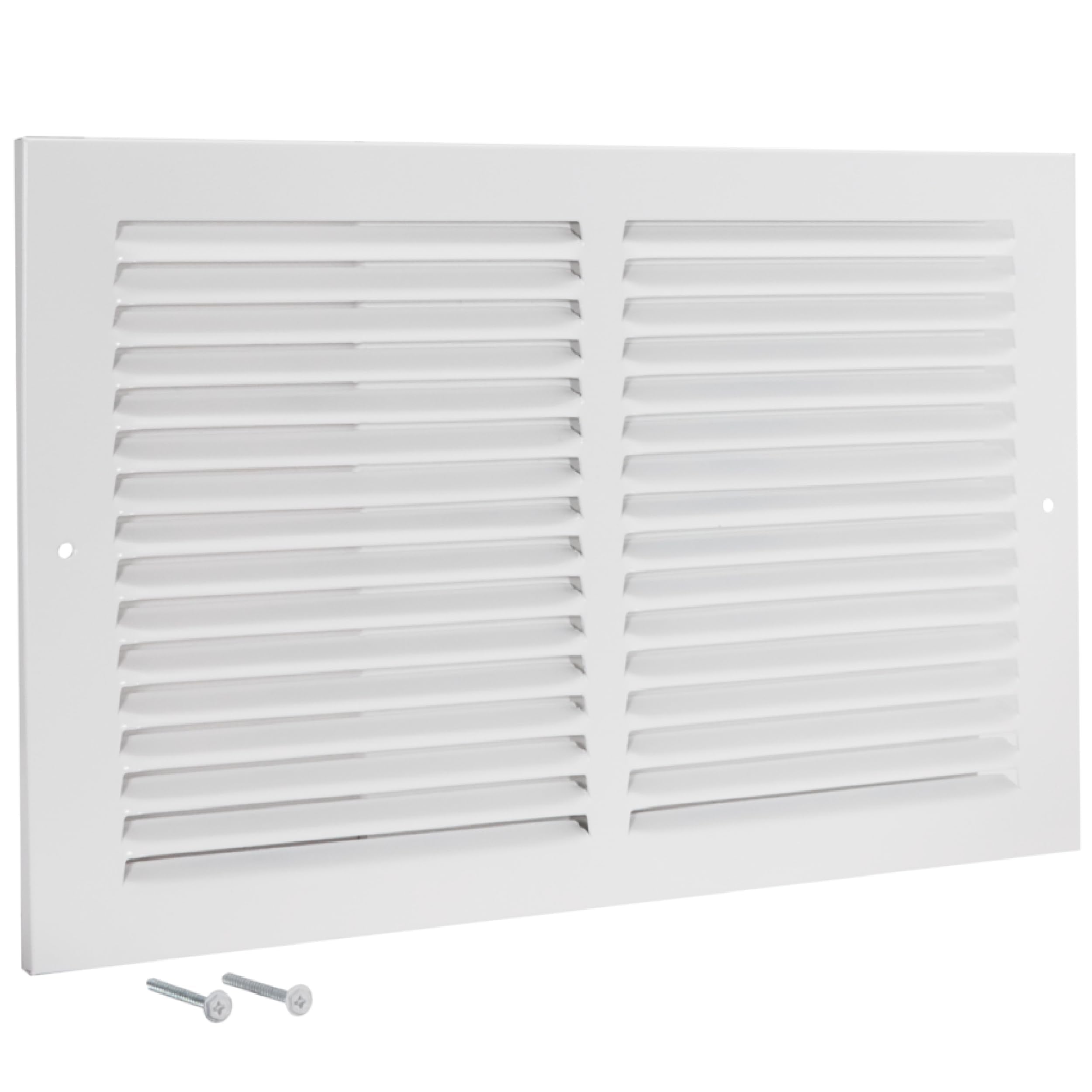 EZ-FLO 14 x 6 Inch (Duct Opening) Return Air Vent Cover for Wall or Ceiling, Solid Steel Return Air Grille, HVAC Vent Cover, White, 61628