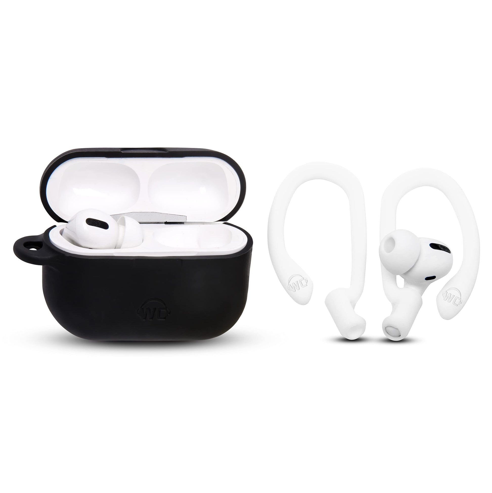 WC HookZ - Patented Upgraded Over Ear Hooks for AirPods Pro 1, 2 & AirPods 1, 2 & 3- Two Size Pairs Included in Package, Unique Left & Right Hook, Made by Wicked Cushions | Winter White