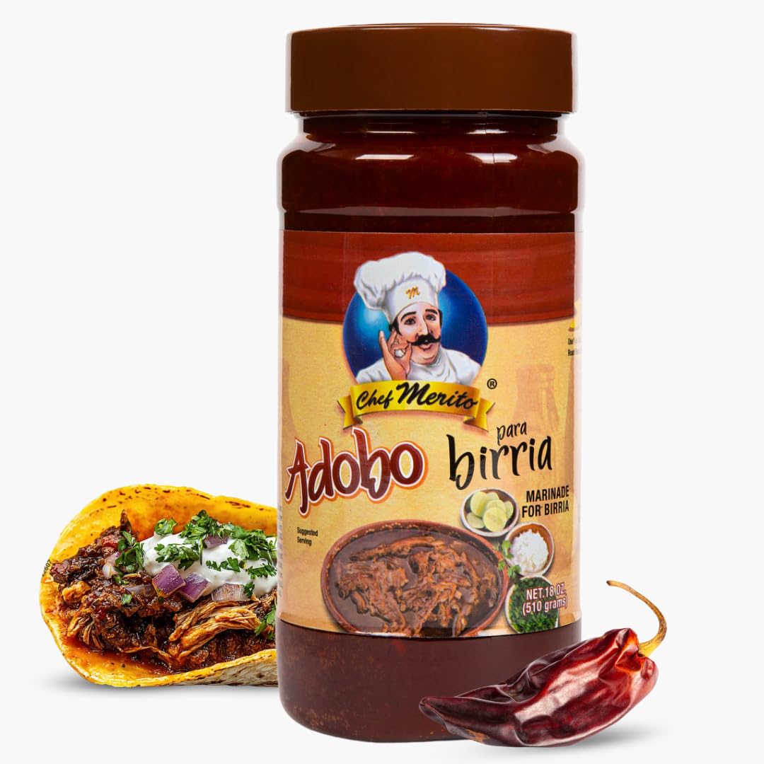 Chef Merito Birria Marinade | Authentic Mexican Flavor | 14-15 Uses | Add Water or Broth | Mild Heat | Perfect for Birria Tacos & Stews | Made in USA | Trusted Since 1985 |