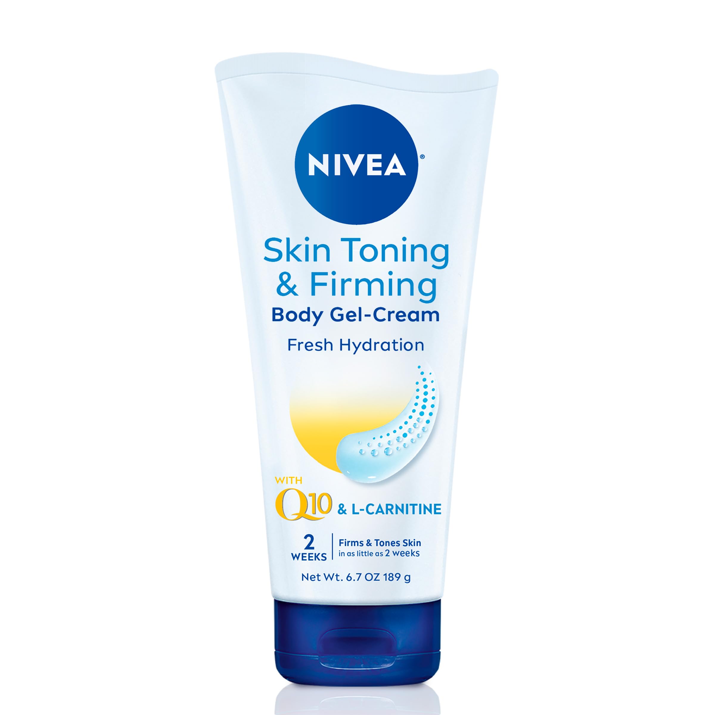 NIVEA Skin Firming & Toning Body Gel Cream with Q10, Hyaluronic Acid and Vitamin C, Clinically Tested Skin Firming & Toning Cream, 72-Hour Moisture, 6.7 Oz Tube