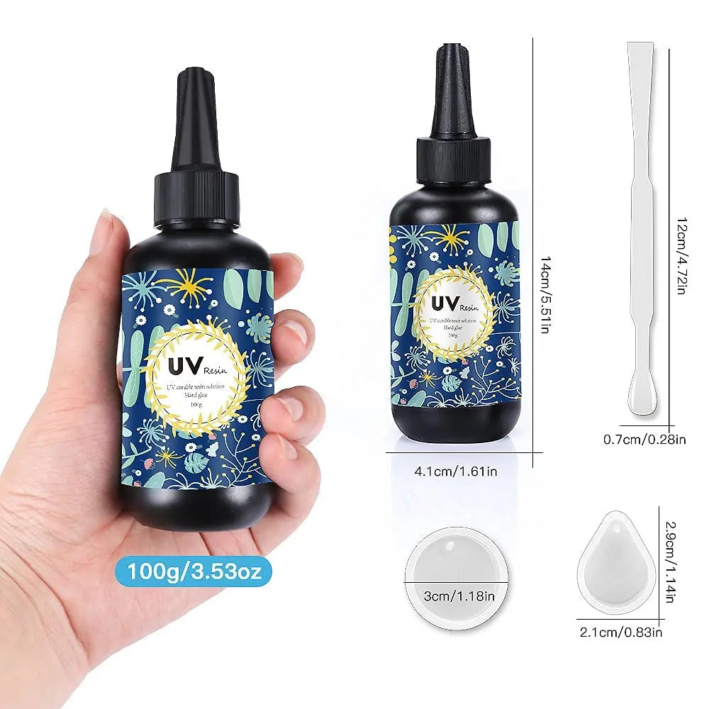 OSBANG Crystal Clear Hard UV Resin Upgraded Formula Ultraviolet Fast Curing for Jewelry Making Craft Decoration, Hard Transparent Glue Solar Cure Sunlight Activated Resin (100g)