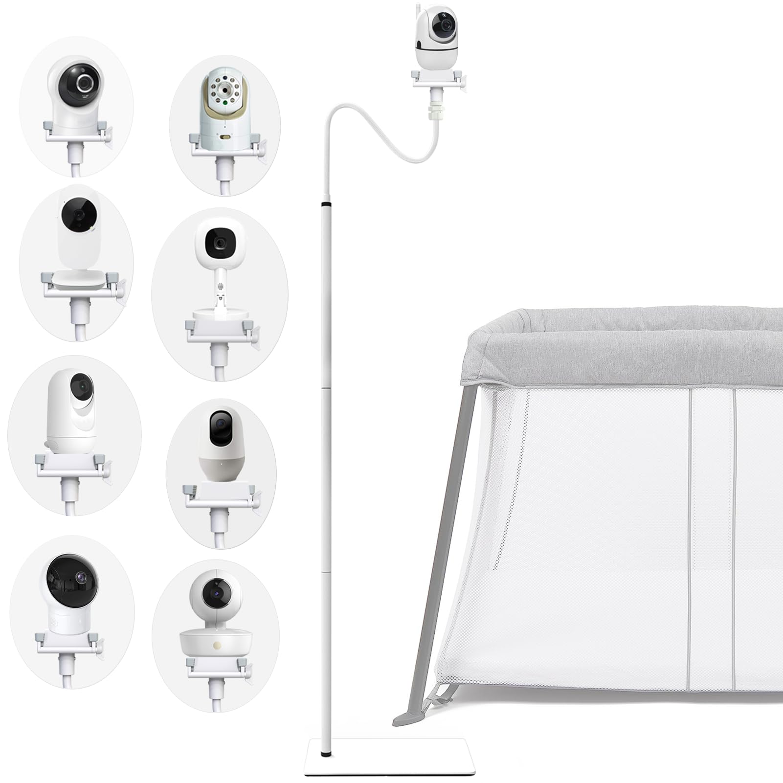 EYSAFT Babyphone-Bodenständer-Halterung, kompatibel mit Nanit Pro & Flex Ständer, Infant Optics DXR-8 Pro, VTech VM901/VM819/RM7764, Momcozy, HelloBaby, eufy E110, nooie IPC100, Motorola VM75/VM50G/VM44