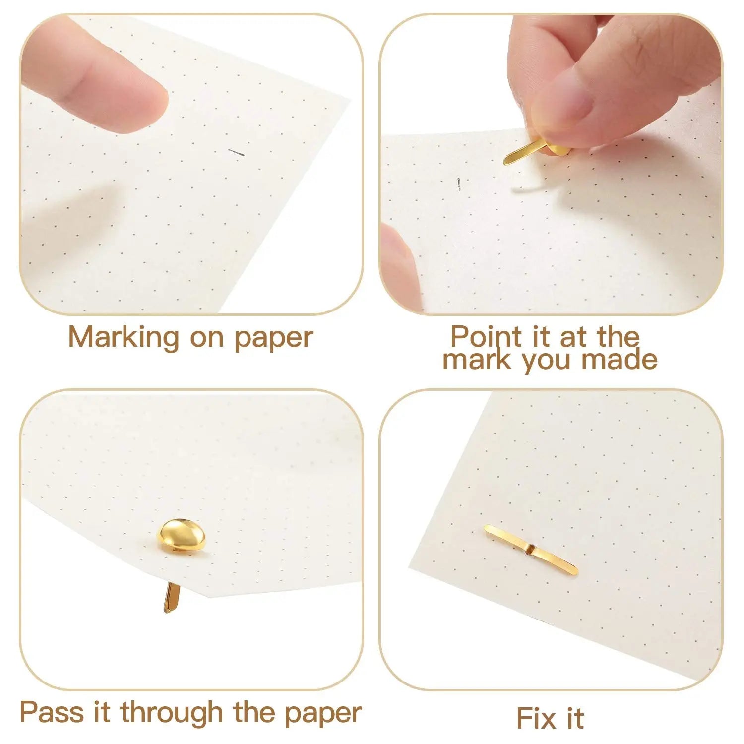 Hotop 500 Pcs Brads for Paper Crafts Metal Round Brass Paper Fasteners for Craft Art Crafting School DIY Supplies(0.3 x 0.6 Inch,Golden)
