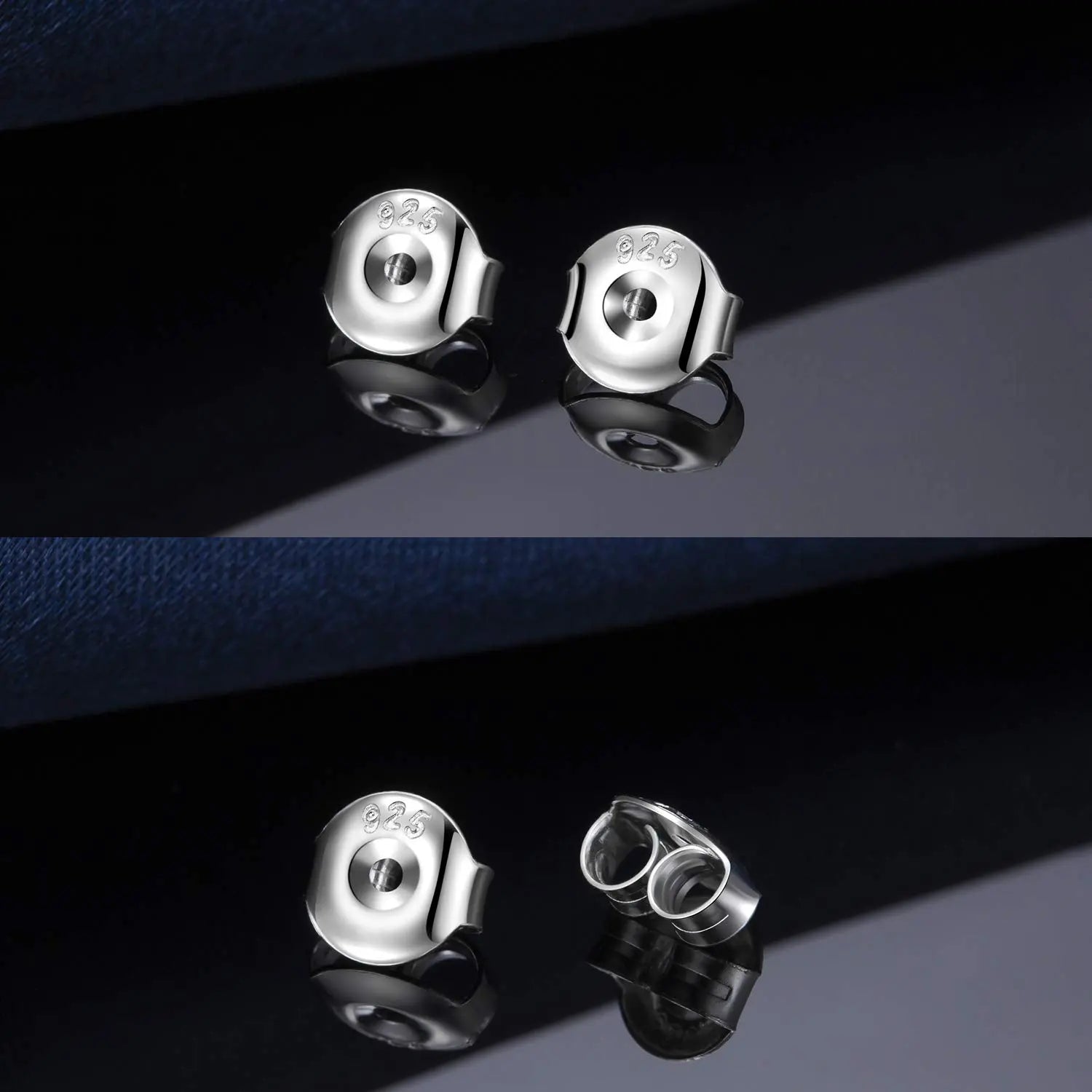 12PCS Real 925 Silver Earring Backs Replacements, 18K White Gold Plated Hypoallergenic , Secure Ear Locking for Stud Nut for Posts, 6mm