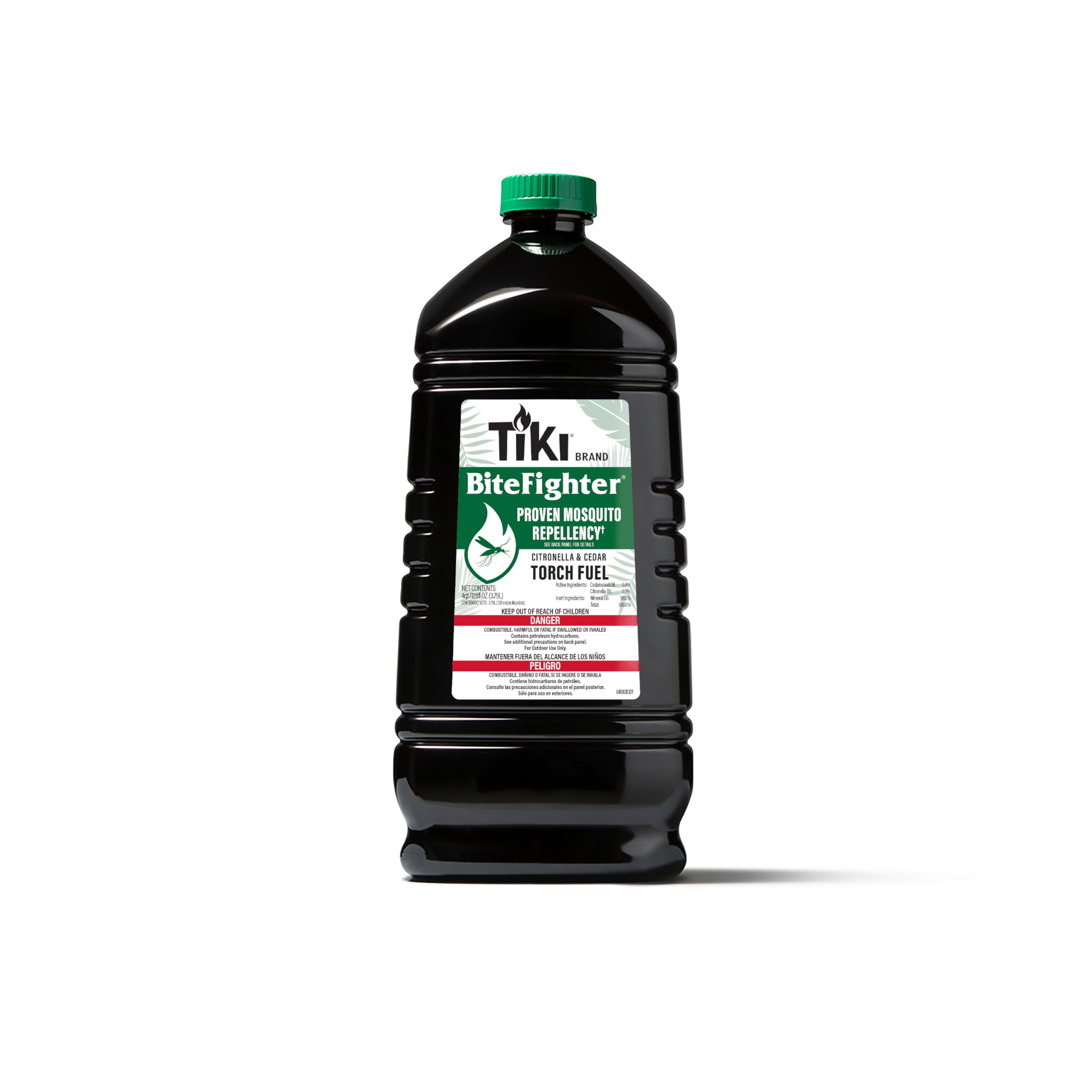 TIKI BiteFighter Mosquito Repellent Torch Fuel - 1 Gallon (128 oz.), Citronella & Cedar Formula for Mosquito Repellency, Easy Pour Bottle, Use with Torches & Table Torches, Outdoor & Backyard Use