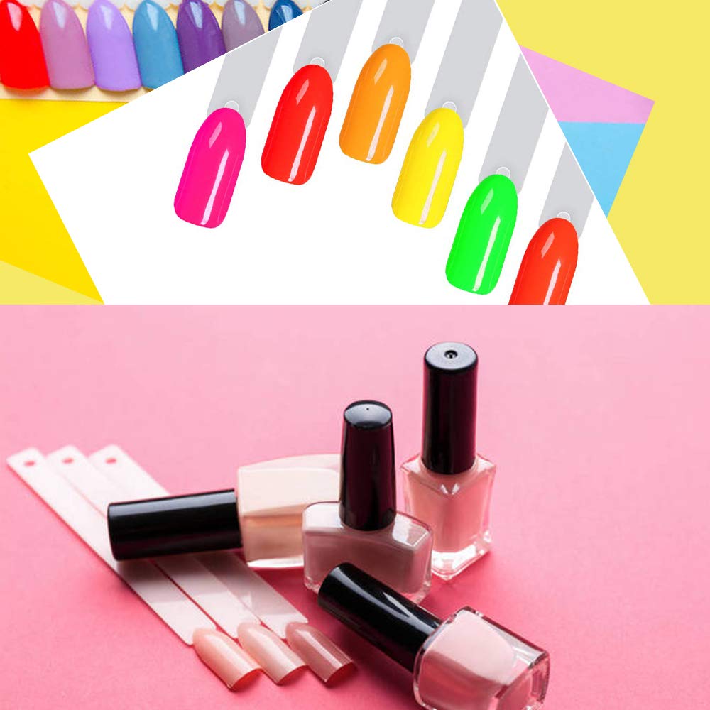 150 Pcs Clear Nail Swatch Sticks with Ring, Fan Shape Nail Art Tips, False Nail Sample Sticks, Nail Practice Color Display, Transparent Board
