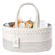 Luxuriöser kleiner Windel-Caddy-Organizer, großer Babykorb aus Baumwollseil, Wickeltisch-Organizer zur Aufbewahrung von Babywindeln, tragbarer Auto-Organizer mit herausnehmbarem Teiler, Babyparty-Geschenke - Weiß