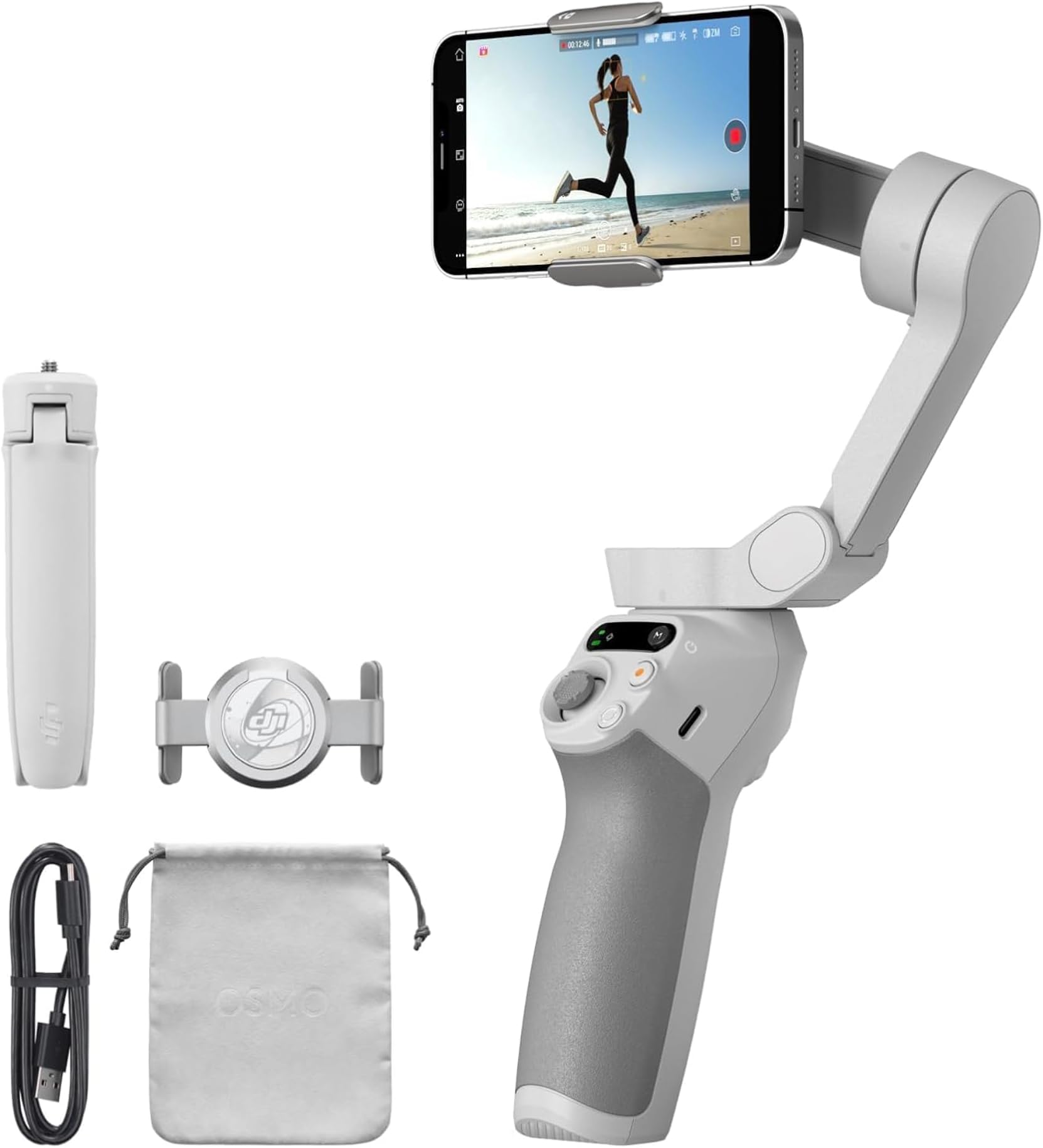 DJI Osmo Mobile SE, 3-Axis Phone Gimbal for iPhone, Android, Built-in Tripod, Selfie Stick, Gimbal Stabilizer for iphone, Andriod, ActiveTrack 6.0, Vlogging Stabilizer for Youtube, TikTok, Travel