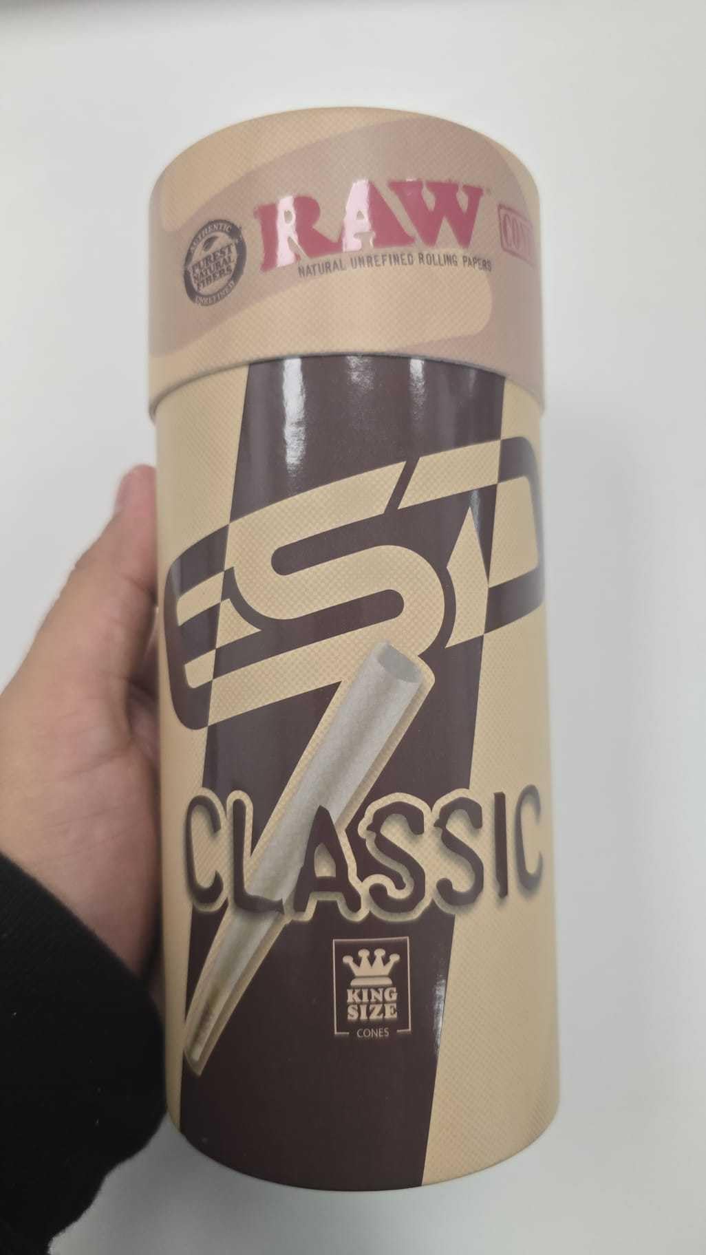 RAW Cones Classic King Size - 100 Pack - Slow Burning Pre Rolled Paper with Tips and Packing Tubes Included