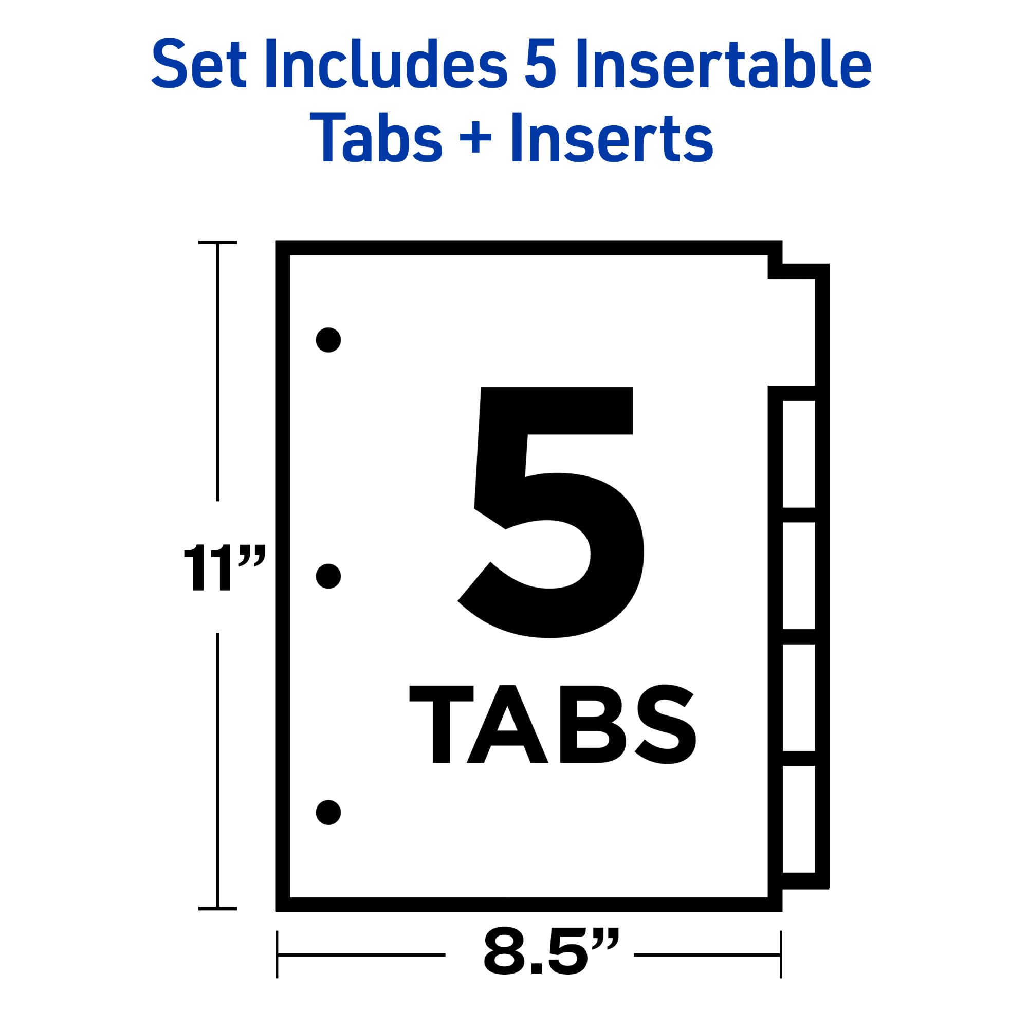 Avery Binder Dividers - 5-Tab Insertable Multicolor Big Tabs for Binders, 6 Sets of Dividers (11109)