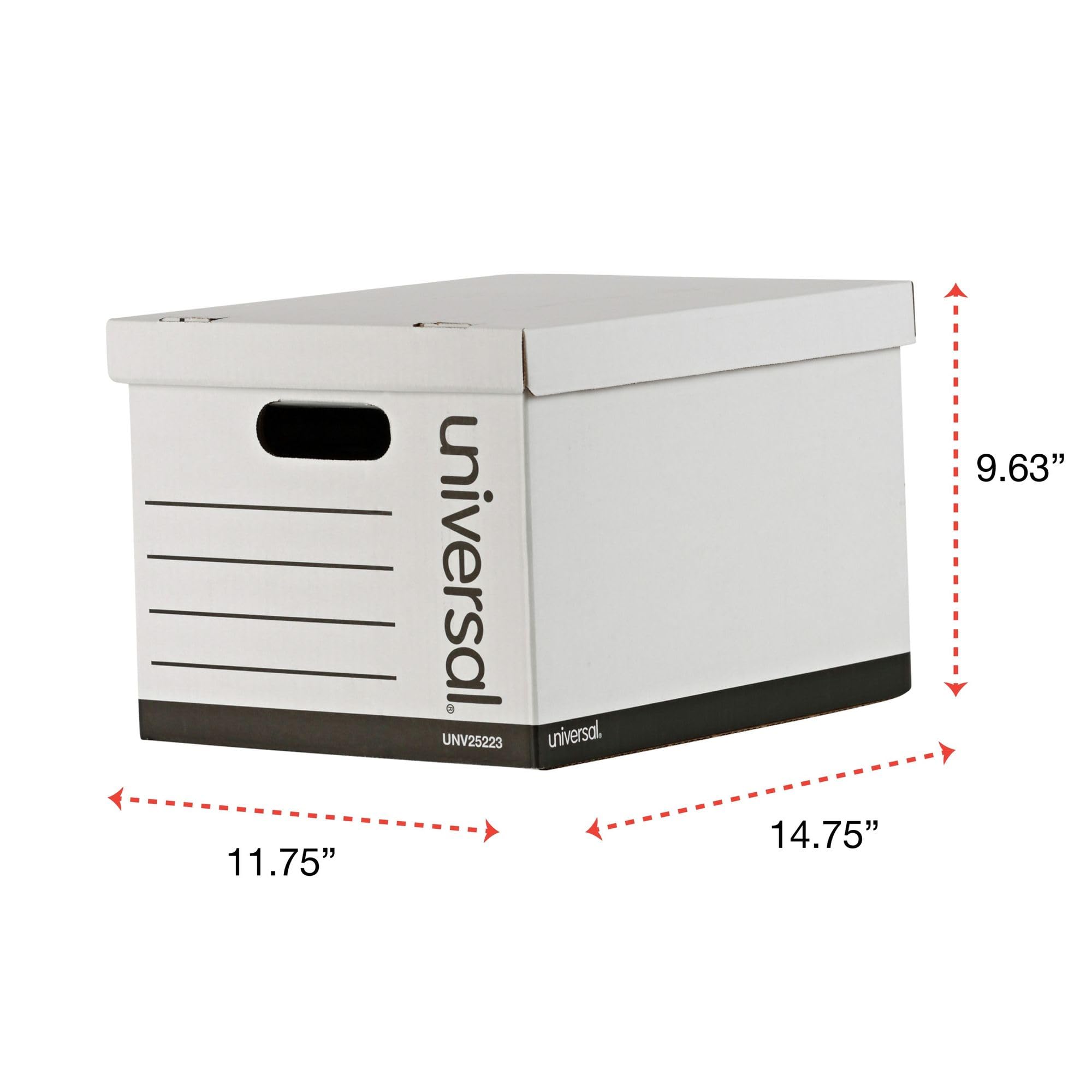 Universal Basic-Duty Economy Record Storage Boxes, 10 Pack, Letter/Legal Files, 12" x 15" x 10", White,