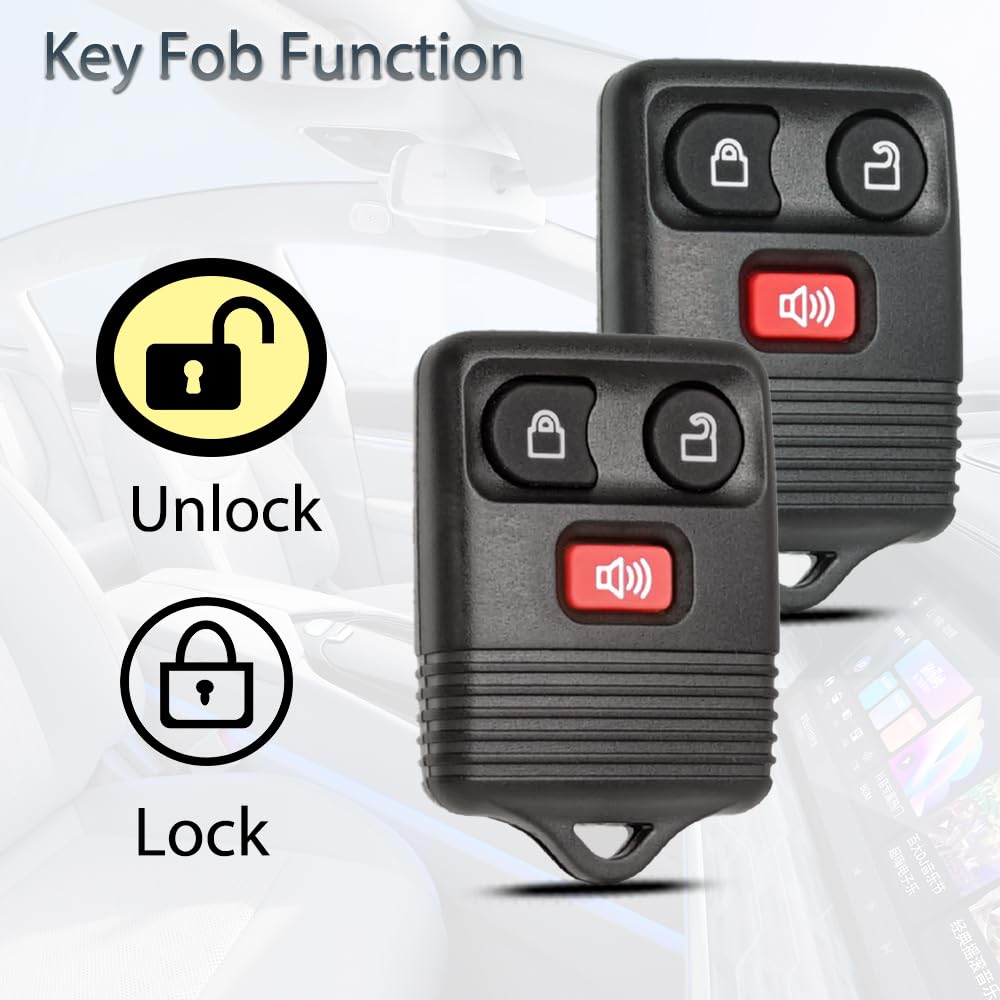 SUPALAND Key Fob Keyless Entry Fits for Ford F150 F250 F350 Explorer Expedition 1998-2016 / Ranger Escape Edge E150 Freestar / Lincoln Navigator Mazda 3 Button Remote Control Replacement CWTWB1U345