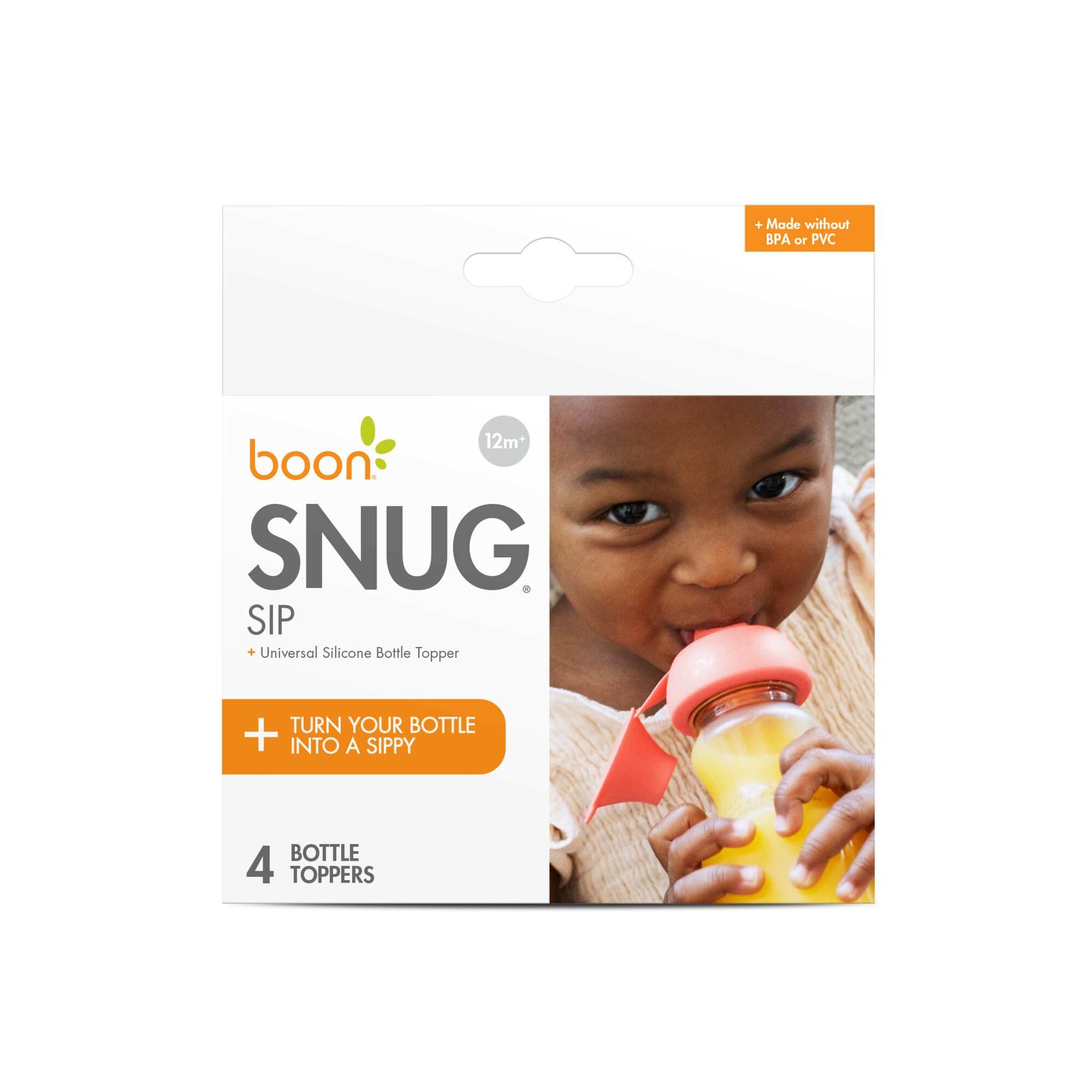 Boon Snug Sip Universal Water and Juice Silicone Bottle Toppers - Soft Spout Conversion Caps with Spill Proof Valves - Silicone Bottle Covers for Travel - Includes 4 Toppers and 4 Cases