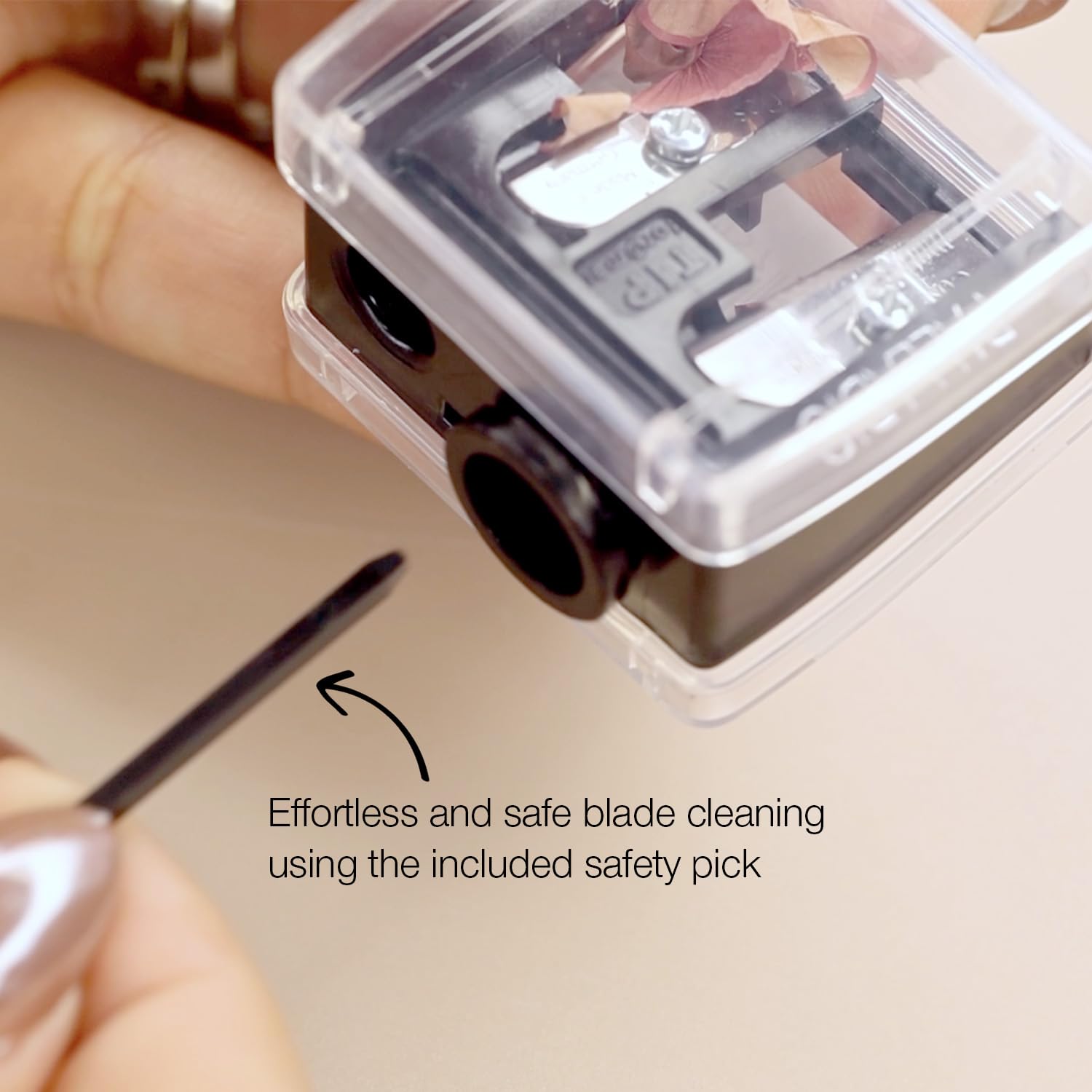 Palladio Double Barrel 3 in 1 Cosmetic Pencil Sharpener with Cover, Stainless Steel Blade, Size Adjuster, Essential for Small and Extra Large Lip Liner, Eyeliner, Brow Pencils