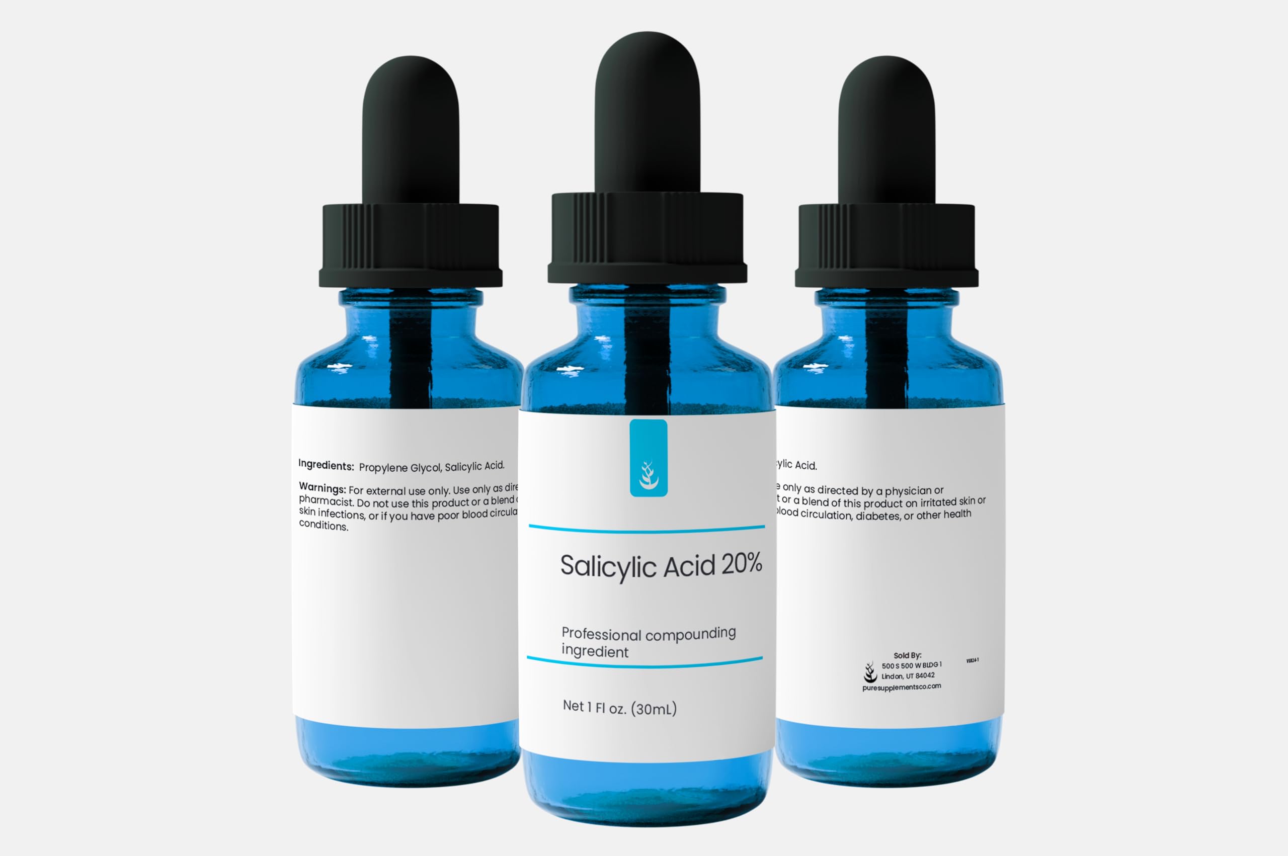 Salicylic Acid 20% Solution, 1 fl oz Glass Dropper, Pure & Simple Serum
