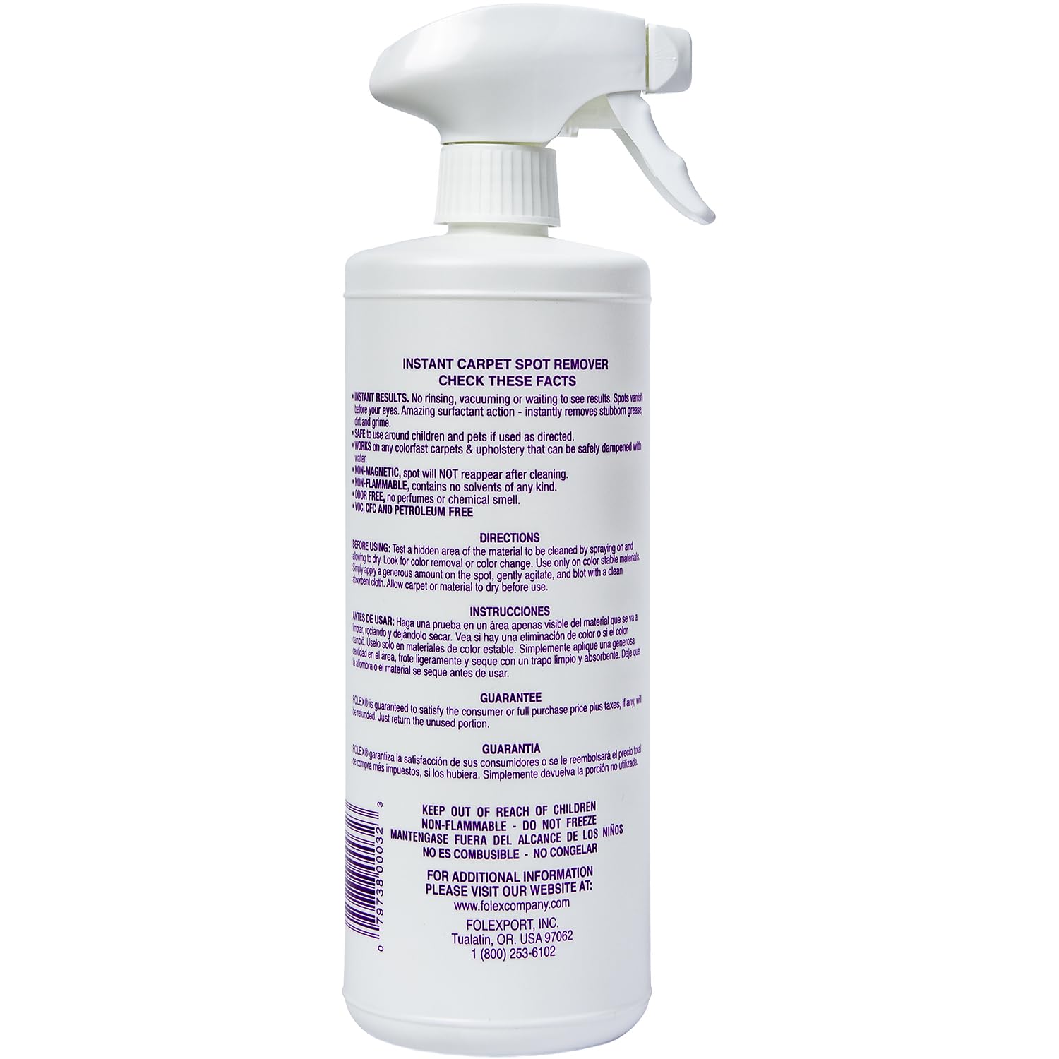 FOLEX Instant Carpet Spot Remover 32 oz – Powerful Stain Remover for Carpets, Upholstery & Rugs – Eliminates Pet Stains, Grease, Red Wine, Food, Makeup & More – With Reusable Cleaning Cloth – 1 Pack
