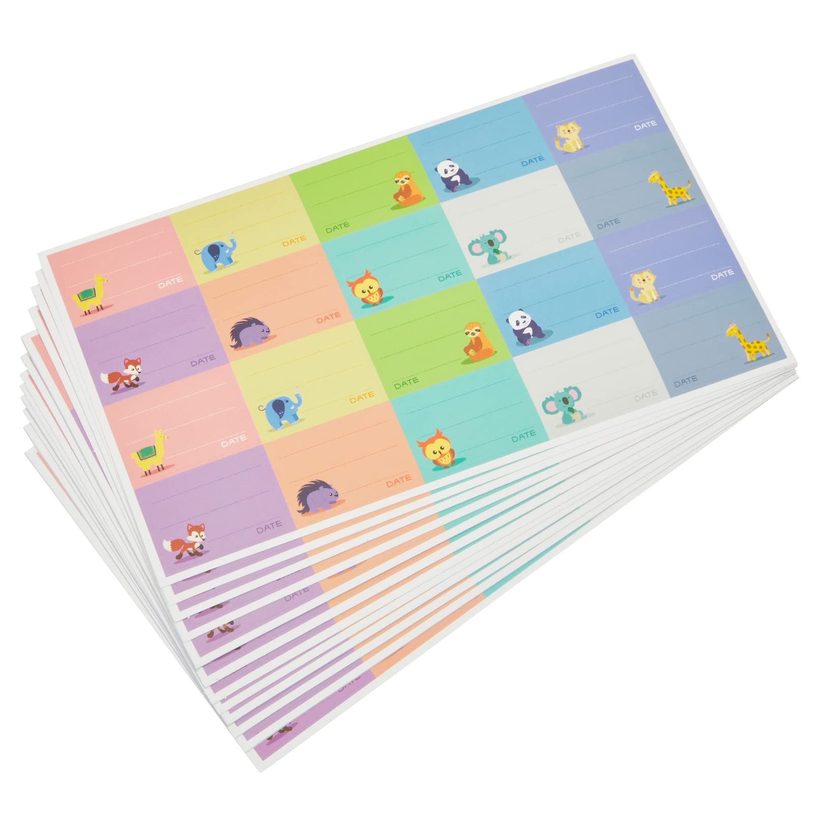 Juvale Baby Bottle Labels for Daycare 500-Pack - Multicolor Animal Designs (1.5" x 1") - Writable Daycare Bottle Labels - Adhesion for Bottles & Containers