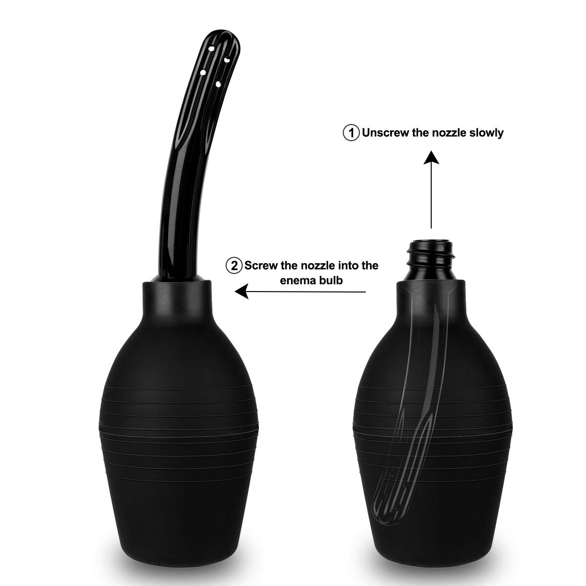 RANEU Enema Bulb Kit with Lube Anal Douche Superior Materials Douche for Men Women Made of Comfortable Material (Black)