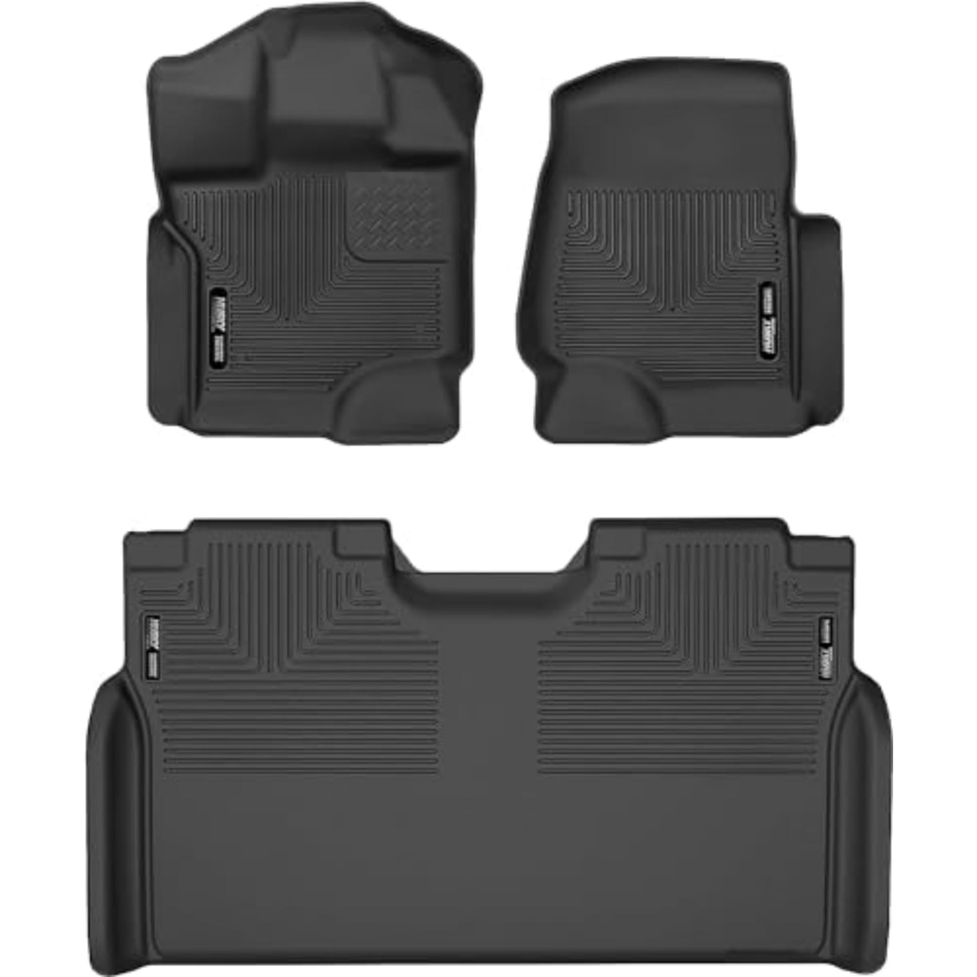 Husky Liners Weatherbeater Floor Mats | Fits 2015-2025 Ford F-150 (Includes 2022-2025 Lightning) SUPERCREW CAB ONLY w/Carpet & w/Out Fold Flat Storage | Front & 2nd Row, 3-pc Black - 94041