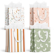 slapaflife Gift Bags Medium Size, Tissue Paper for Gift Bags Incl.Cards & Self-adhesive Envelope - Reusable & For Birthday, Mothers Day, Wedding, Baby Shower and Any Occasion.(4 Pack- 9")