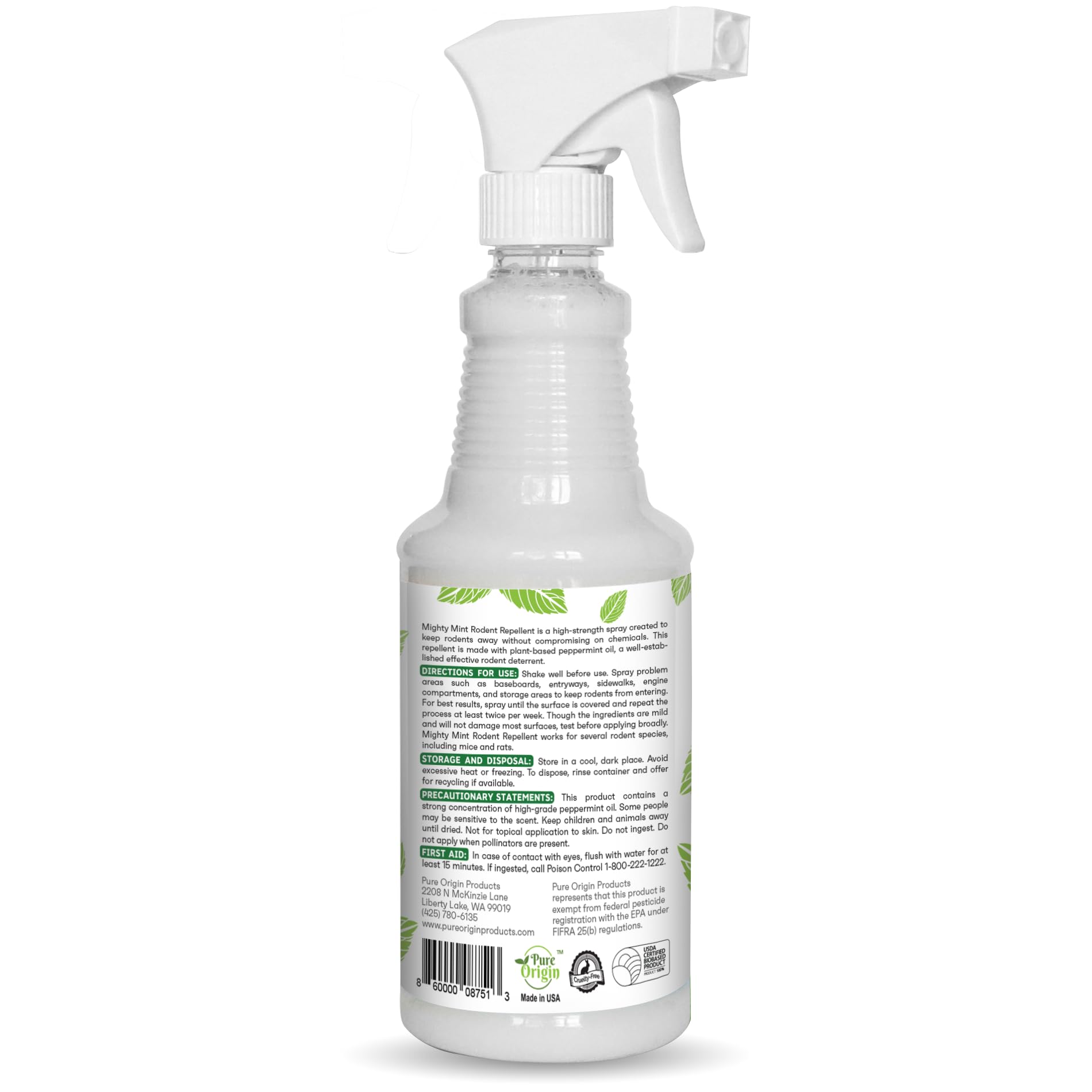 Mighty Mint Peppermint Oil Rodent Repellent Spray – Natural Indoor & Outdoor Control for Mice and Rats – Plant-Based, Extra-Strong Formula - 16 oz