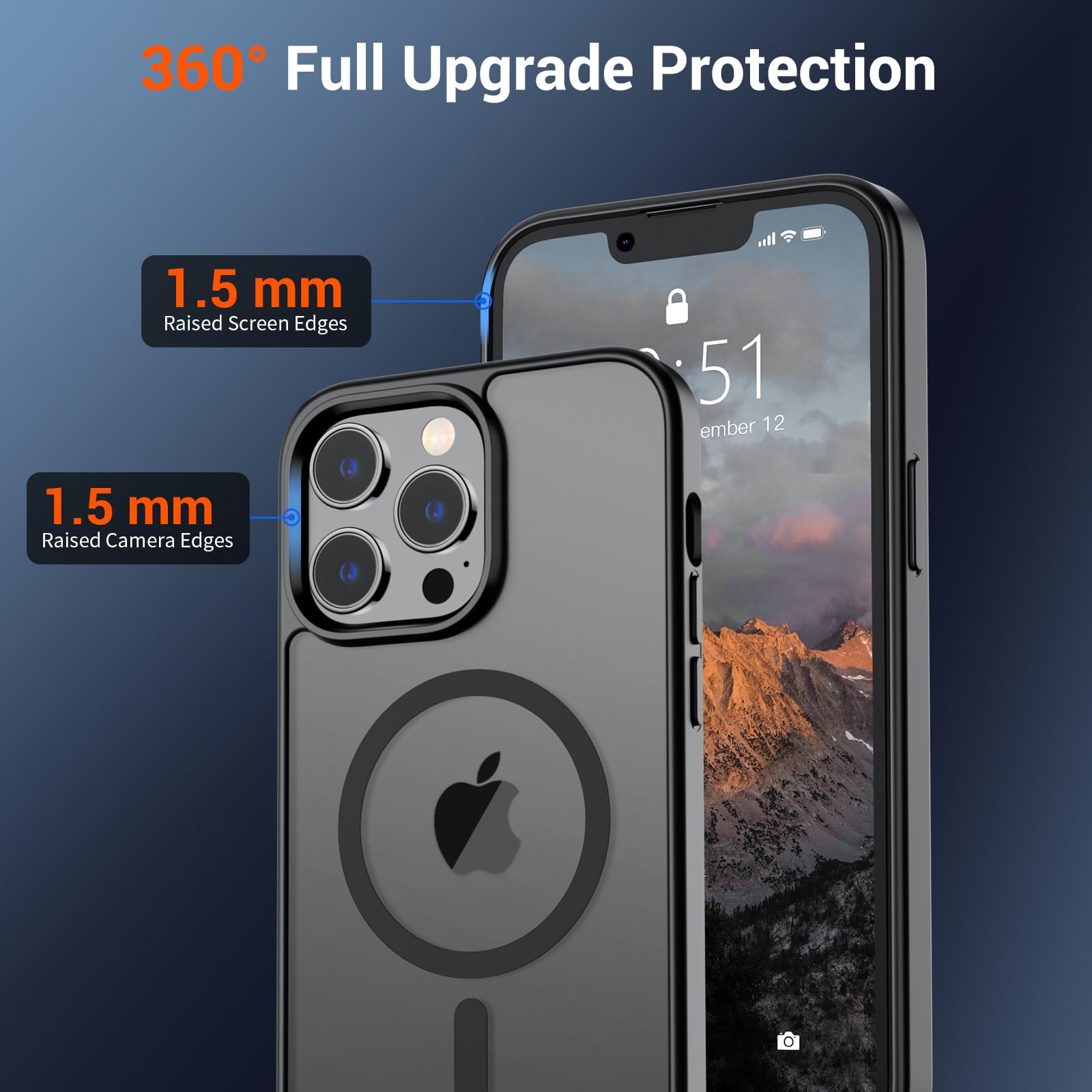 SUPFINE Magnetic for iPhone 13 Pro Max Case (Compatible with MagSafe) (Military Grade Drop Protection) Translucent Matte Shockproof Phone Cover,Black