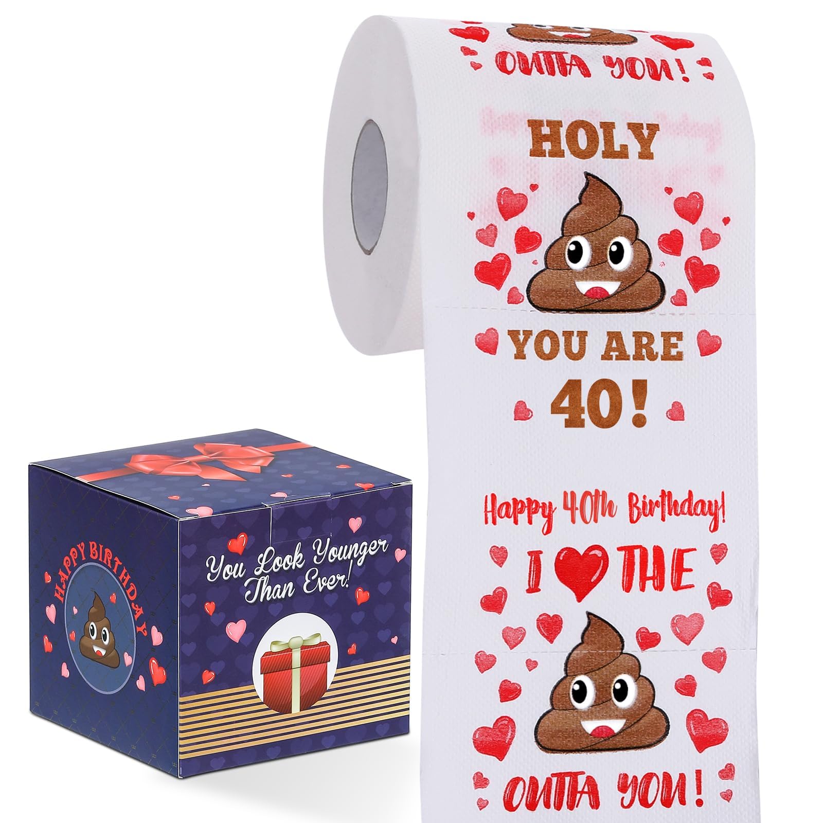 40th Birthday Gifts for Women, Men, Her, Him - Happy Prank Toilet Paper - 40th Birthday Decorations, Party Supplies Favors - 40 Years Old Funny Gag Gift Ideas, Novelty Bday Present for Friends, Family