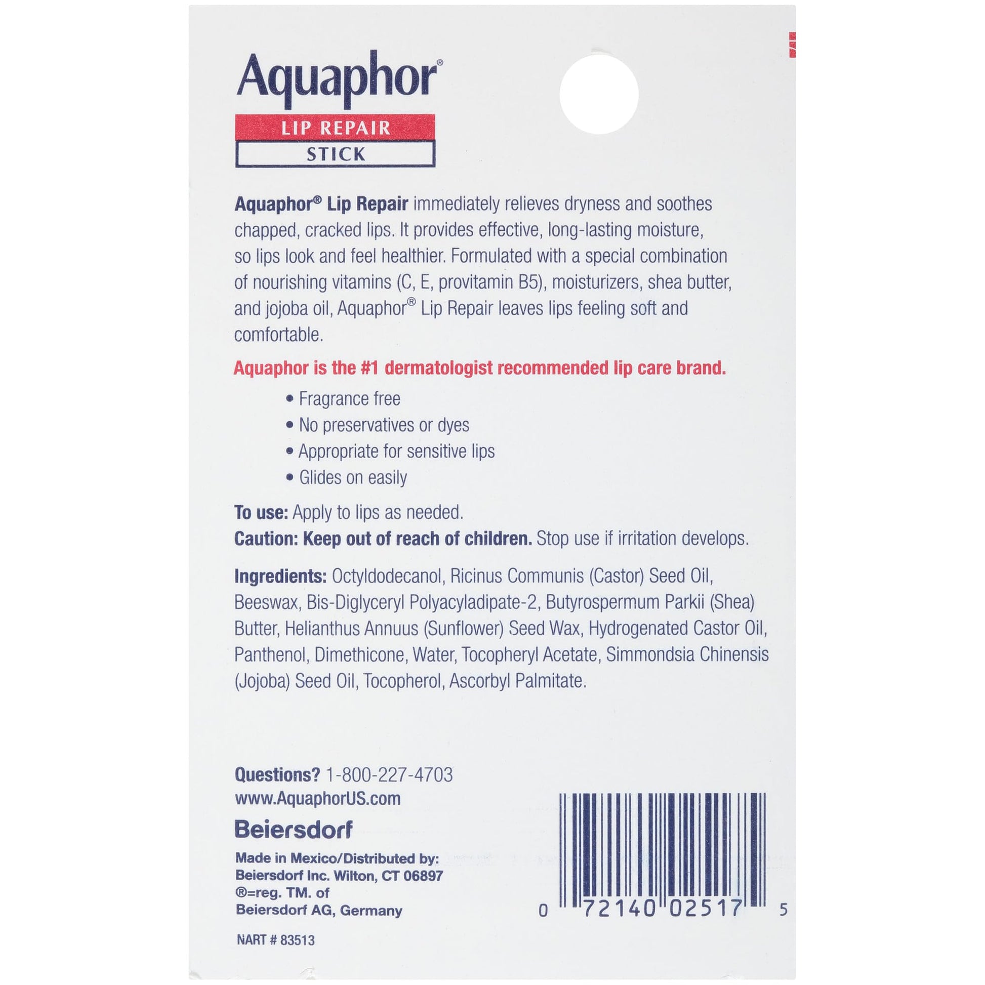 Aquaphor Lip Balm Set with Jojoba Oil and Shea Butter, Lip Repair Stick (2 x 0.17 Oz) + Repair Stick with Sunscreen SPF 30 (2 x 0.17 Oz), Fragrance Free, Paraben Free, Immediately Relieves Dryness