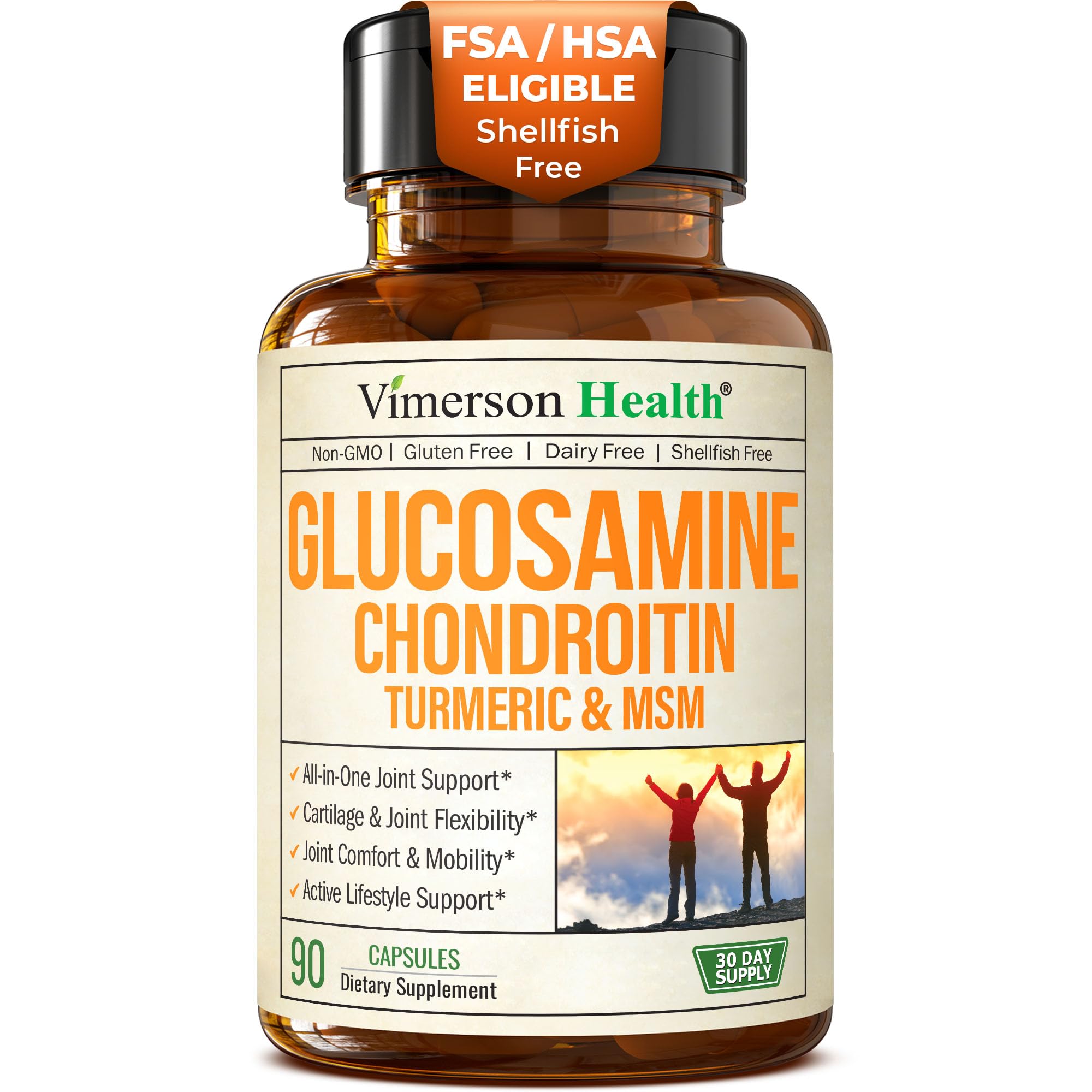 Glucosamine Chondroitin MSM and Turmeric Supplement - Joint Support Supplement for Women and Men with Boswellia and Chondroitin Sulfate - for Cartilage, Joint Health and Flexibility - 90 Capsules