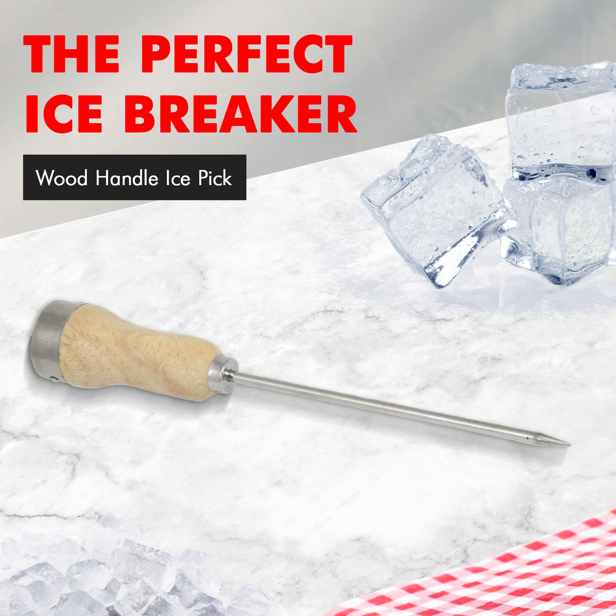 Chef Craft - Select Wood Handle Ice Pick, Plated Steel Ice Breaking Tool with Wooden Handle, 10 inches in Length 6 inch Blade, Great for Breaking Ice in Freezer