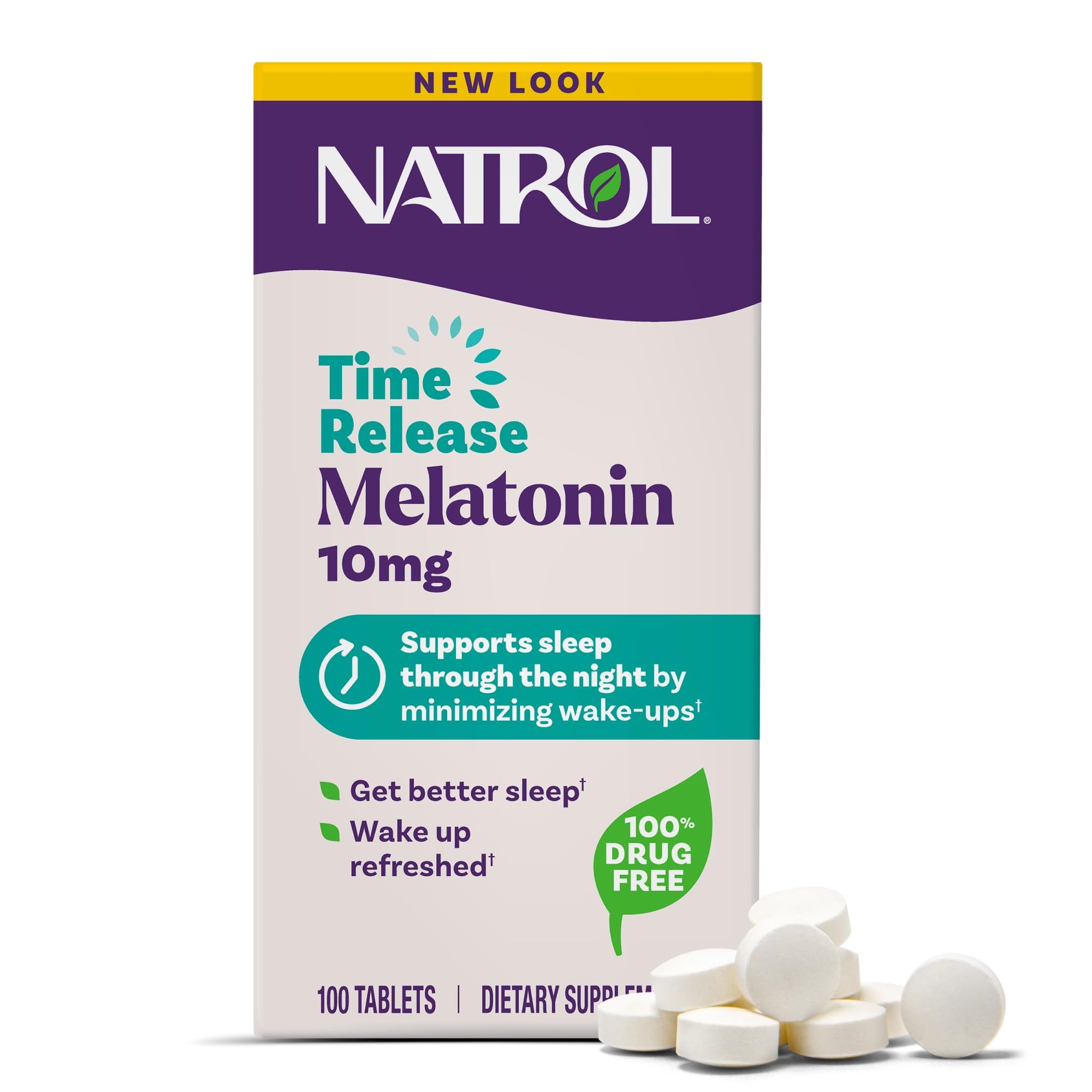 Natrol Melatonin 10mg Tablets, Advanced Sleep Dietary Supplement for Restful Sleep, 100 Melatonin Time Release Tablets, 100 Servings