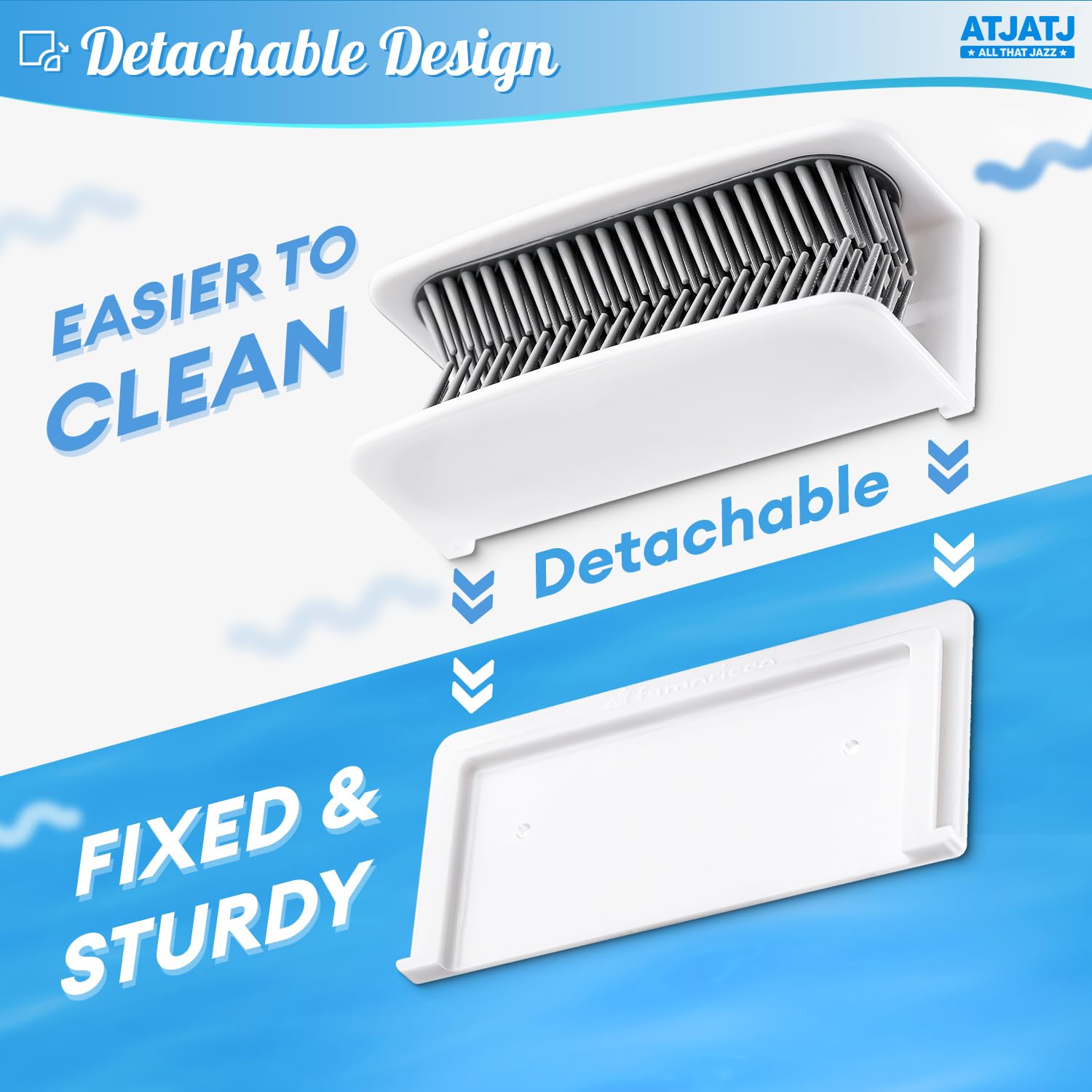 Large Shower Hair Catcher Wall, White Hair Drain Catcher with Silicone Bristle, Bathroom Tub Hair Catcher Drain Protector, Hair Collector for Shower, Shower Hair Trapper, Hair Grabber for Drain