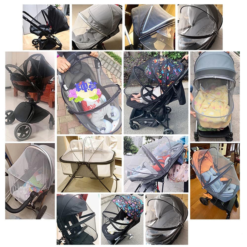 Orzbow Universal Mosquito Net for Stroller, Baby Bug Net with Two-Way Zippers & Storage Bag, Breathable & Foldable Mosquito Nets for Strollers, Car Seat, Bassinet, Cradle, Portable Mini Crib, Black