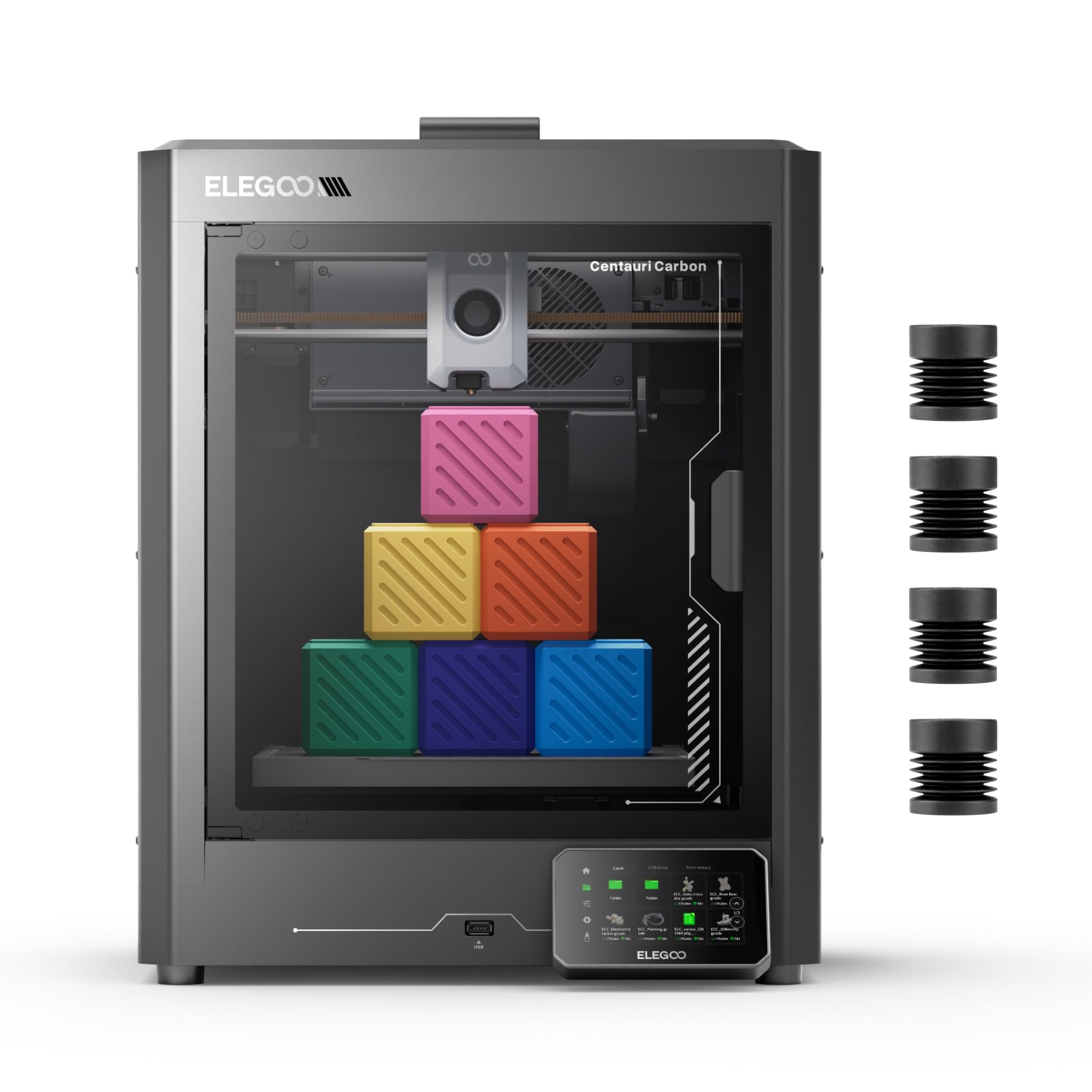 ELEGOO Centauri Carbon 3D Printer, CoreXY 500mm/s High Speed Printing with Auto Calibration, 320 degreesC Nozzle and Built-in Camera, Ready to Print Out of The Box, 256x256x256mm Printing Size