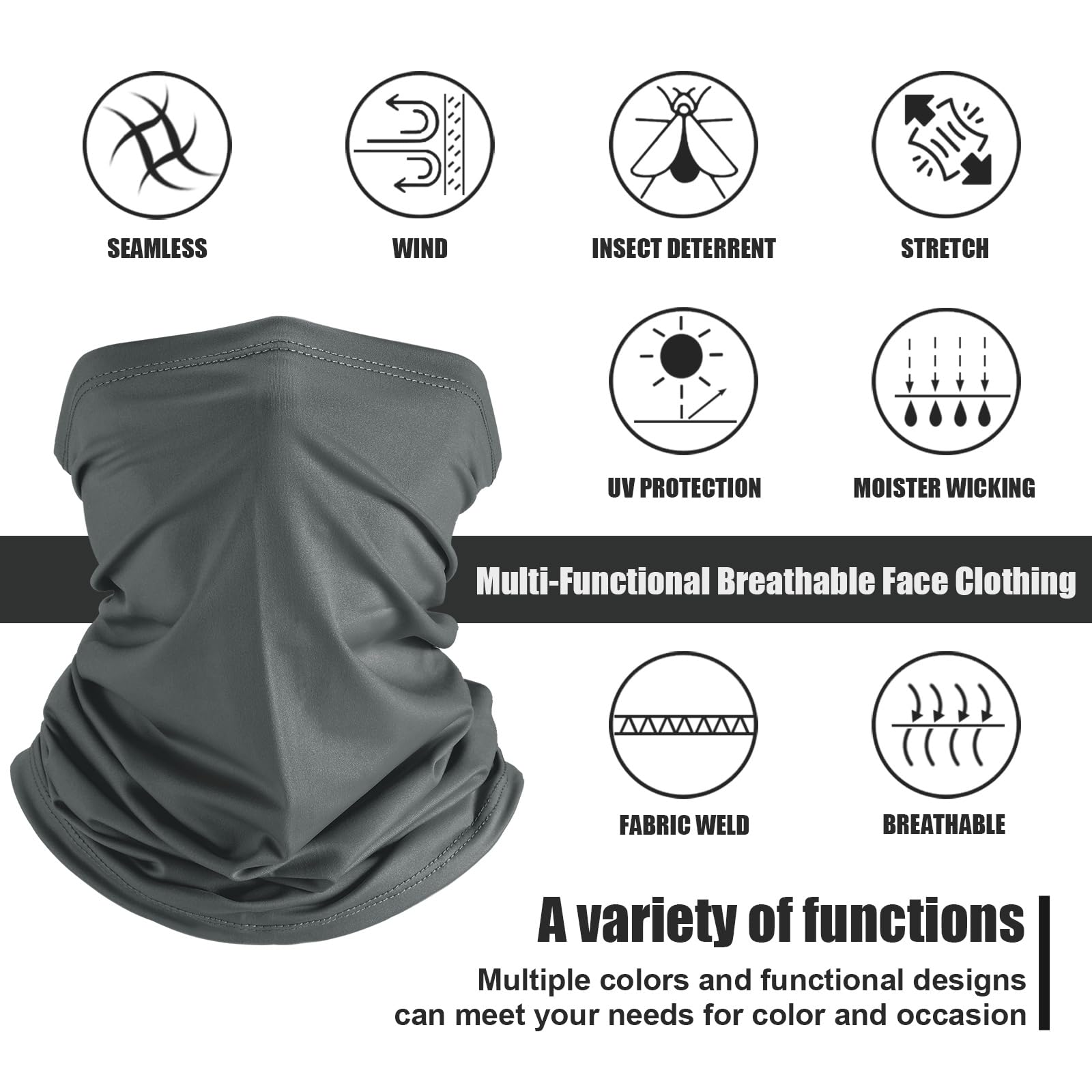 Geyoga 6 Pieces Summer UV Protection Cooling Neck Gaiter Face Clothing Neck Gaiter Mask Scarf Sunscreen Breathable Bandana(Classic Color)