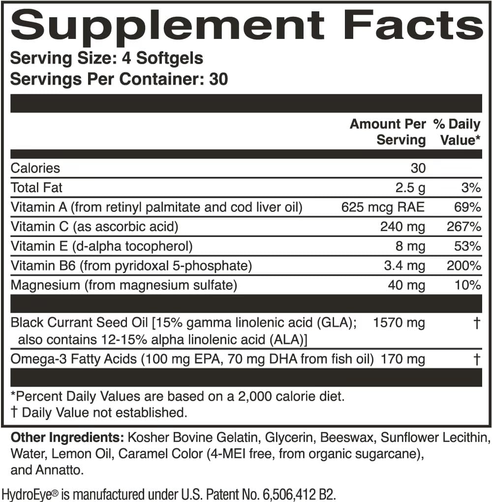 ScienceBased Health HydroEye Dry Eye Supplement – Clinically Tested Formula with GLA, EPA and DHA – Eye Comfort & Tear Film Support – 120 Softgels