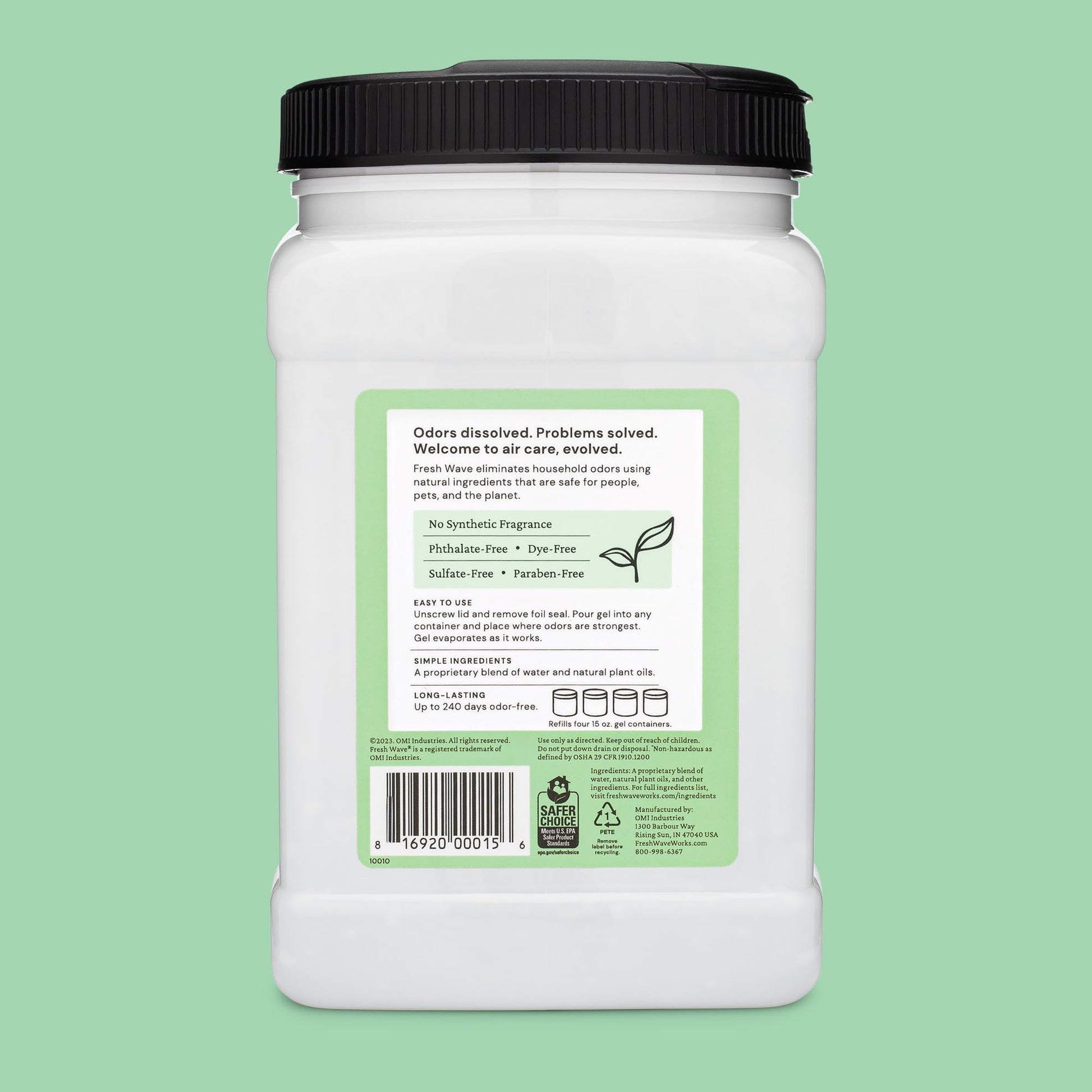 Fresh Wave Original Scent Odor Removing Gel Refill, 63 oz. | Safer Odor Absorbers for Home, Cooking, Trash, & Pets Areas | Natural Plant-Based Odor Eliminator