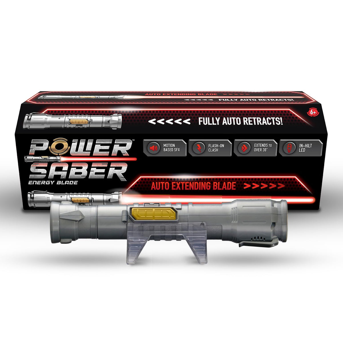 Power Saber Energy Blade Red | First Ever Automatic Saber | Auto Extending & Retracting Saber | Extends 35" (90cm) | Motion Based SFX | Ages 6+ | by Goliath