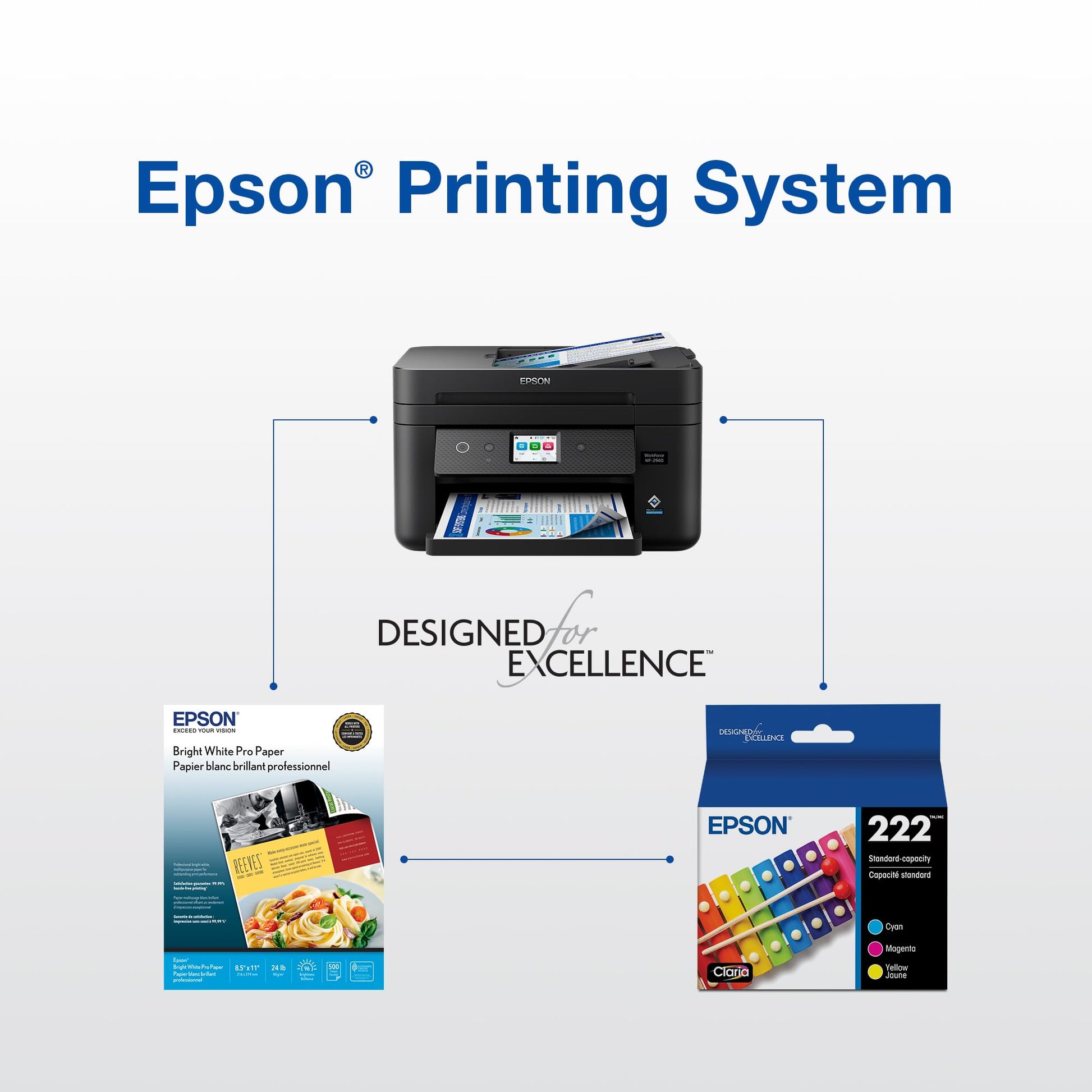 Epson 222 Claria Ink Standard Capacity Black Cartridge (T222120-S) Works with Workforce WF-2960, Expression XP-5200