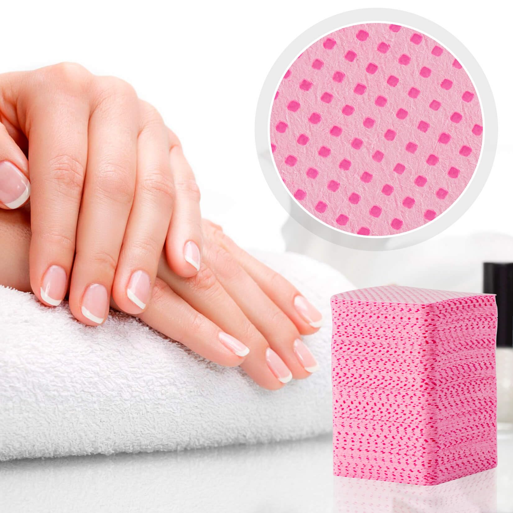 MAQIHAN 1200 Lint Free Nail Wipes - Pink Acetone Nail Polish Remover Wipes Lint Free Nail Wipes Pads Gel Nails No Lint Nail Glue Wipes Eyelash Extensions Toallitas Para Uñas Sin Pelusa Nail Supplies