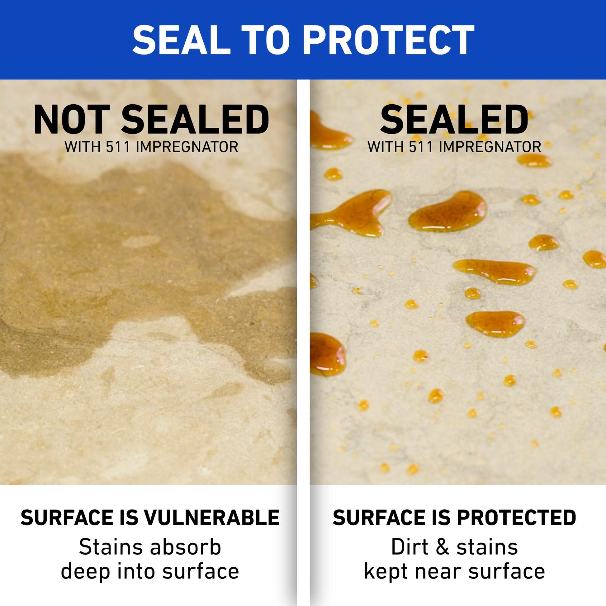 Miracle Sealants 511 Impregnator Advanced Penetrating Sealer for Countertops, Stone, Tile & Grout, Quart